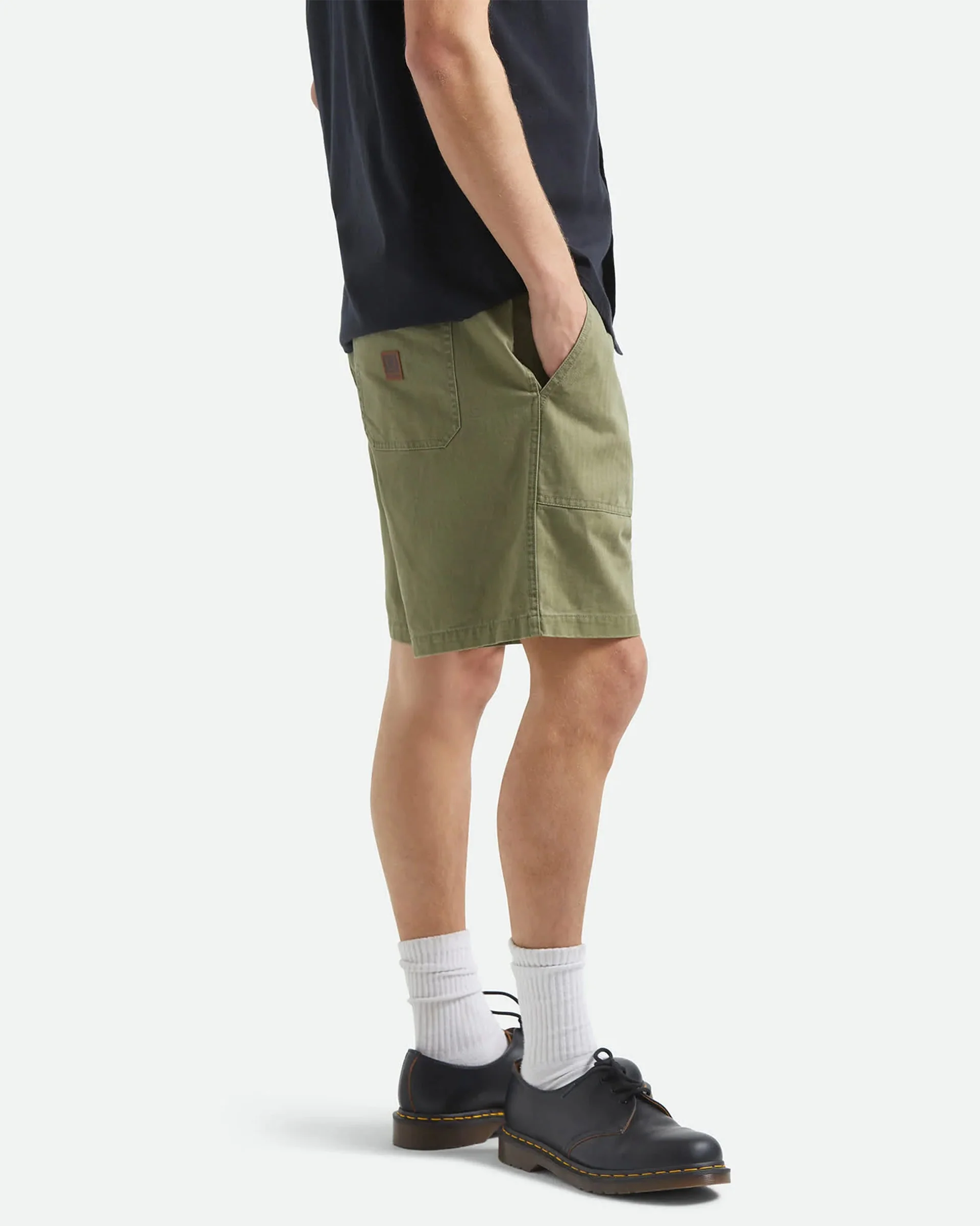 Surplus Vintage Wash Herringbone Shorts - Washed Olive Green - Image 3