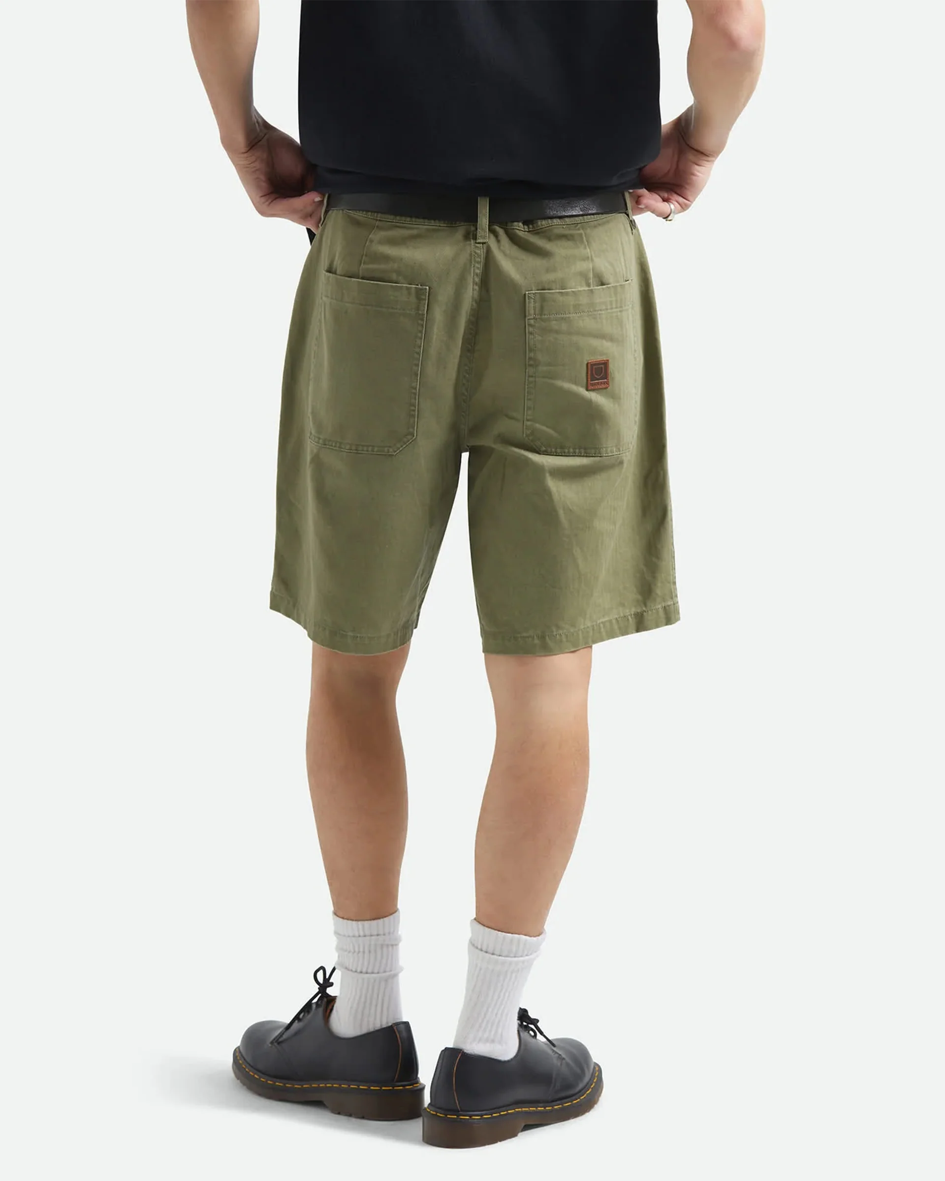 Surplus Vintage Wash Herringbone Shorts - Washed Olive Green - Image 4