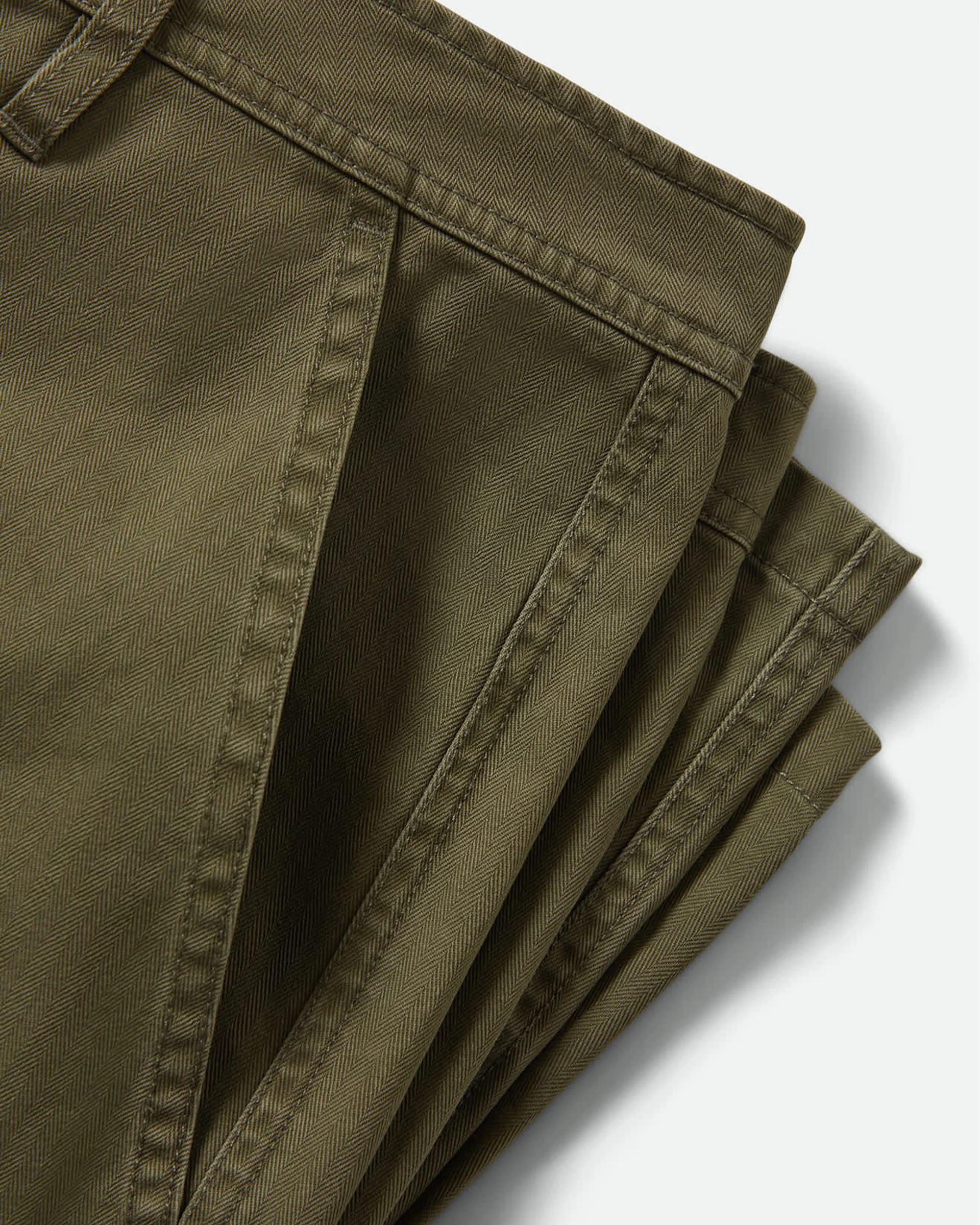 Surplus Vintage Wash Herringbone Shorts - Washed Olive Green - Image 9