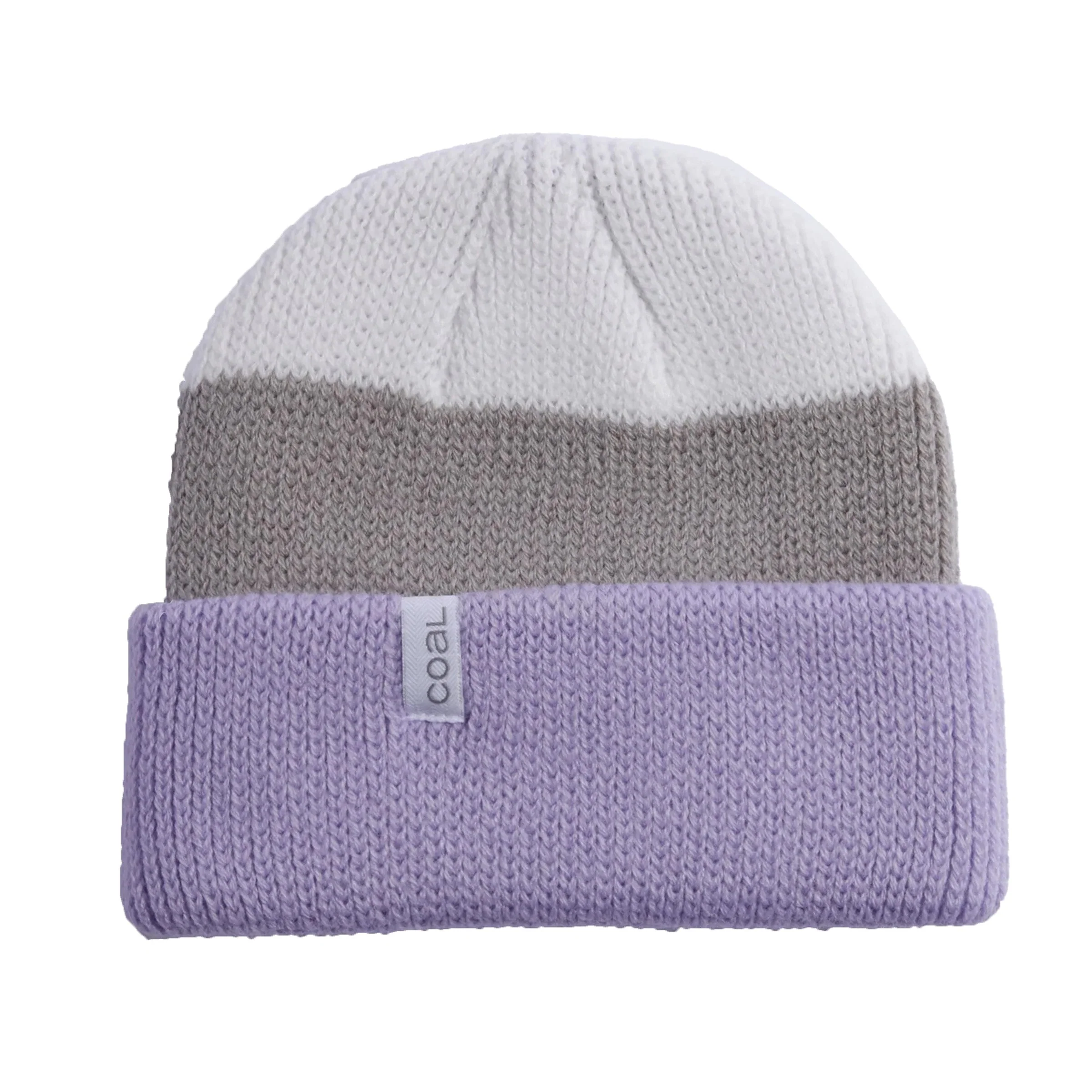 The Frena Thick Knit Cuffed Beanie - Lilac Stripe