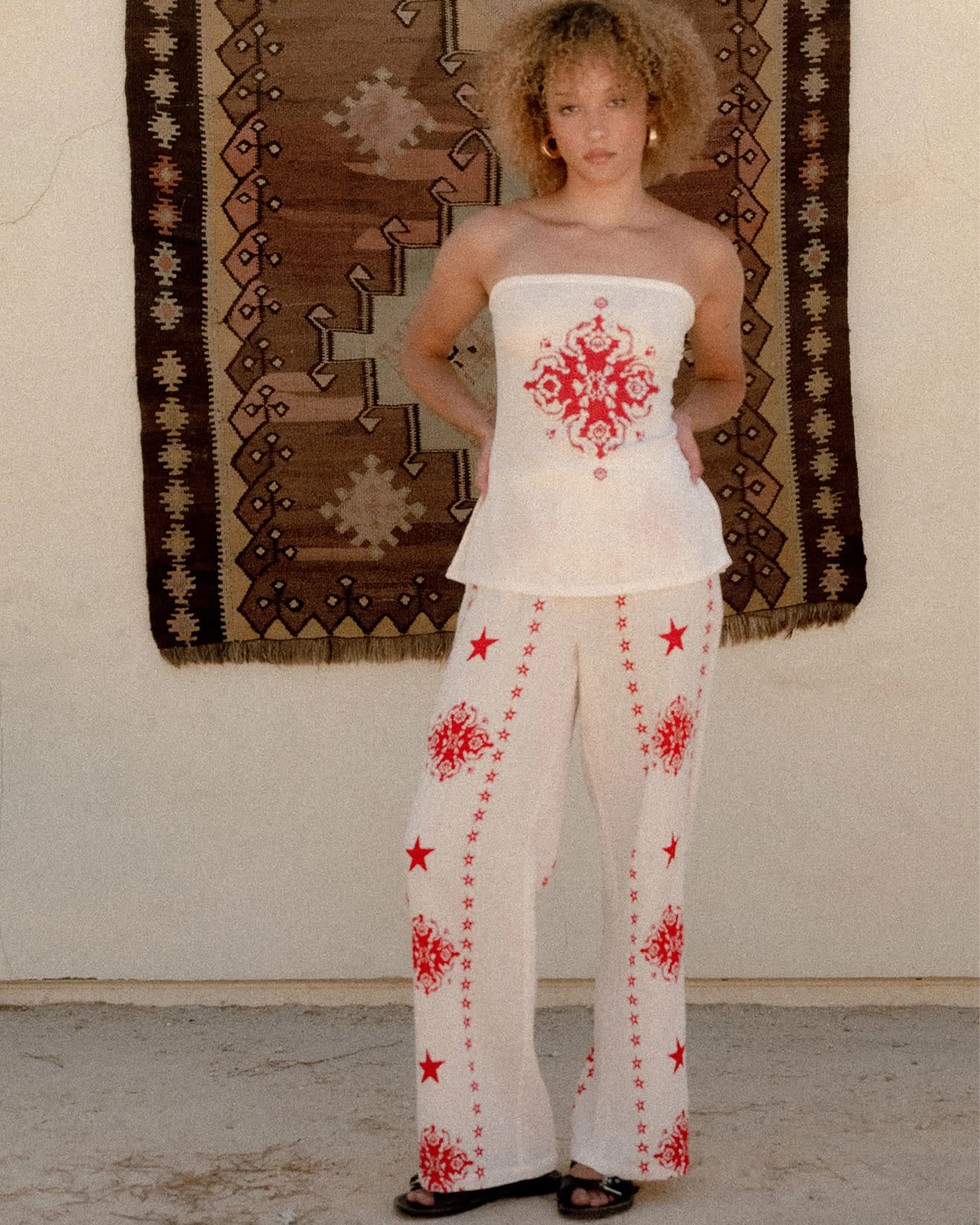 Women's The Lola Tube Top - Off White/Robust Red - Image 6