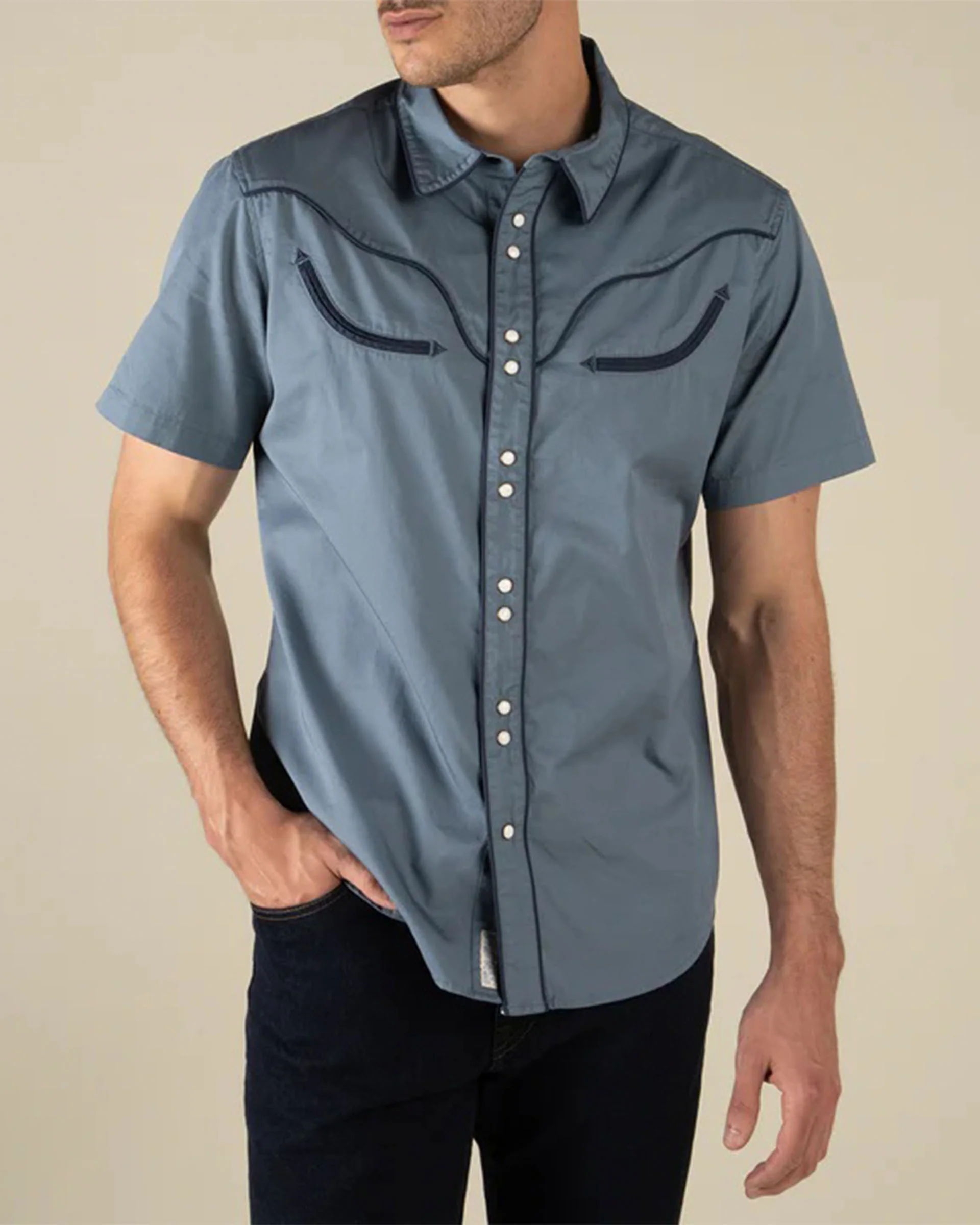 The Prescott Western Shirt - Faded Navy - Image 2