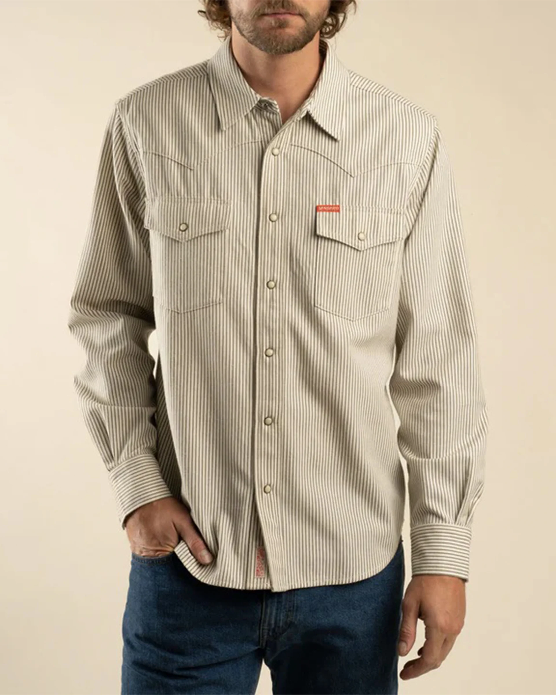 The Wyatt Pearl Snap L/S Denim Shirt - Grey Hickory - Image 3