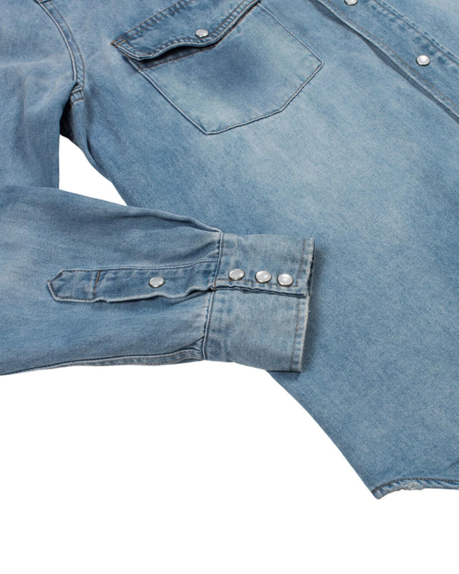 The Wyatt Pearl Snap Shirt - Vintage Denim - Image 3