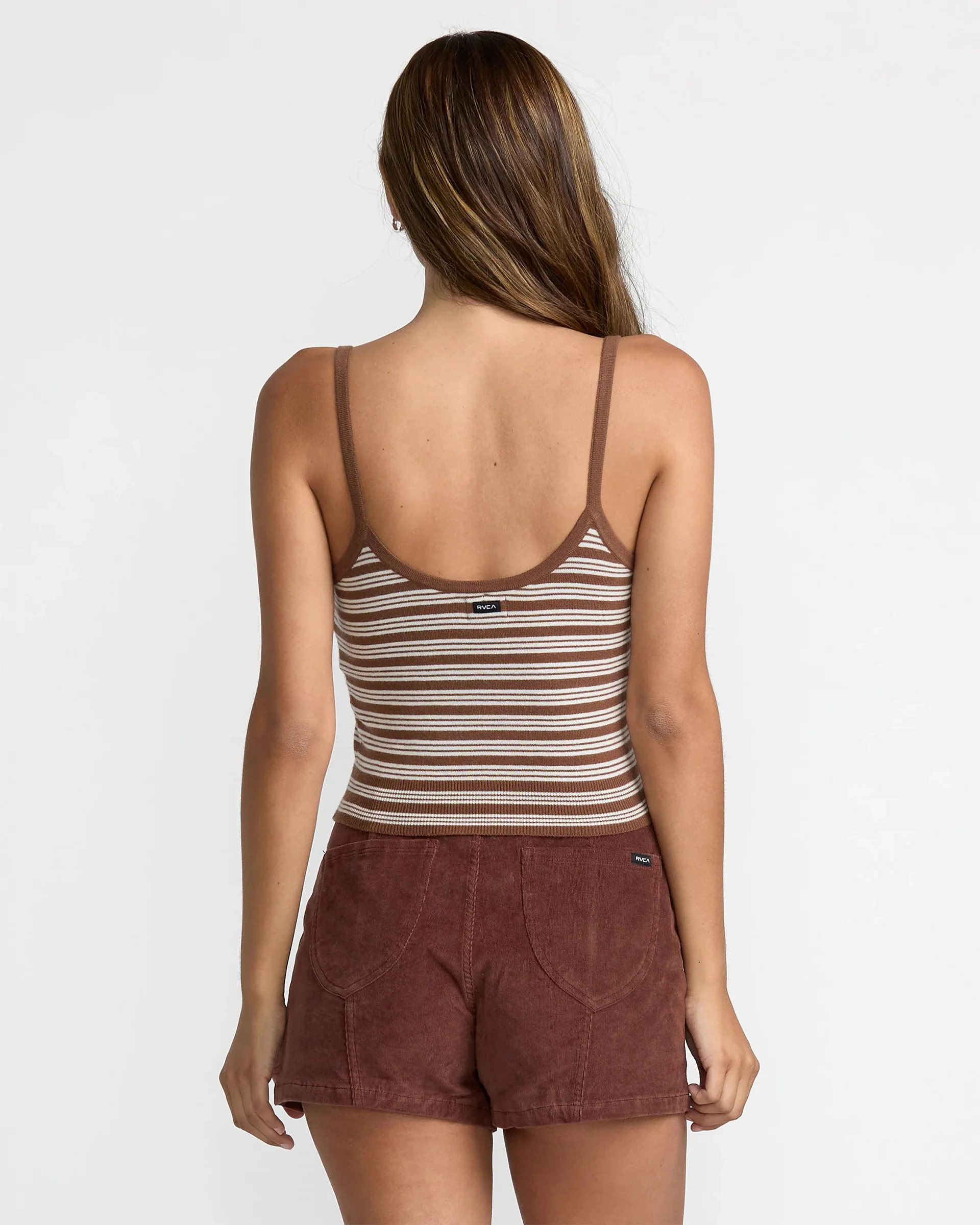 Tight Stripe Sweater Tank - Mocha - Image 2