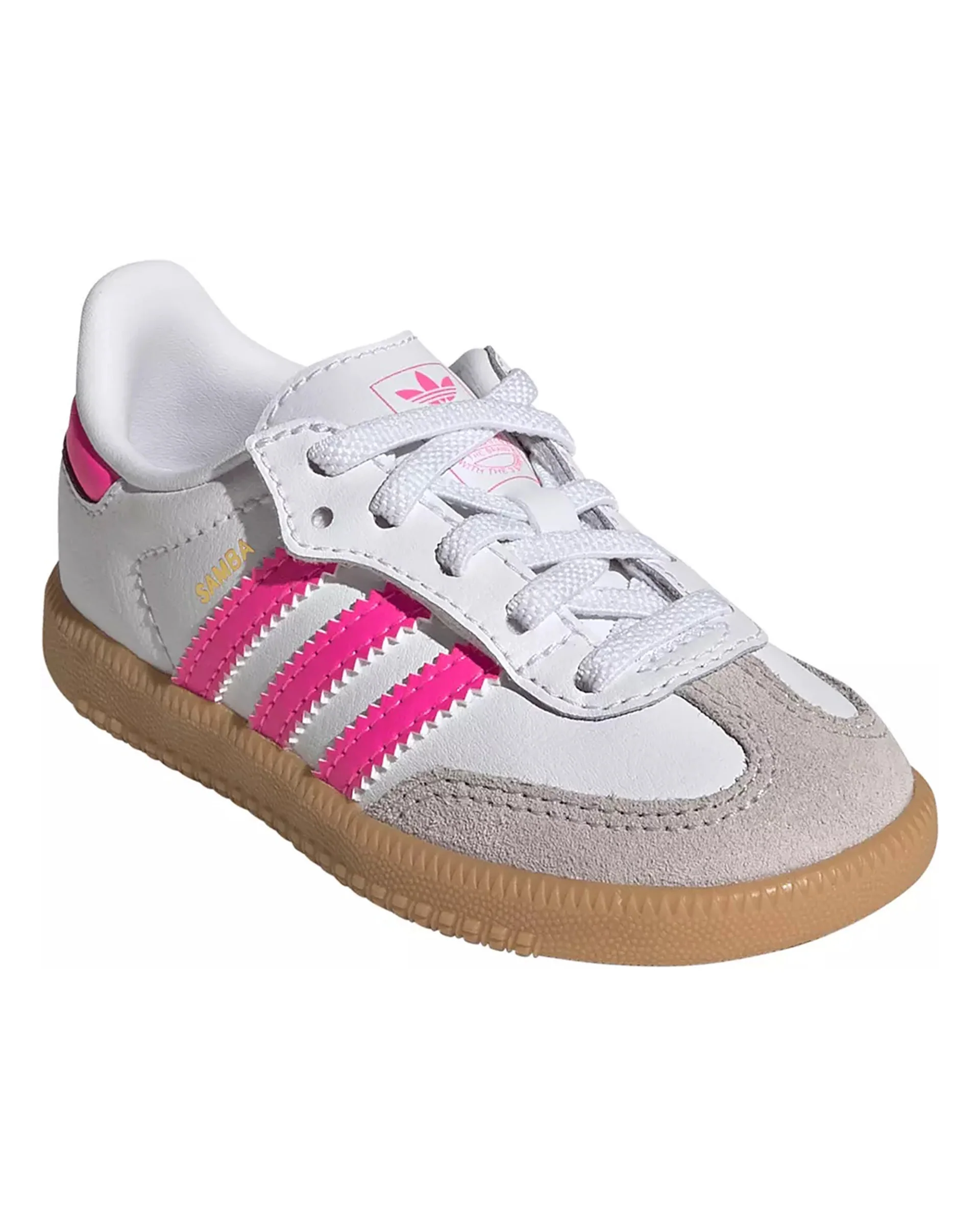 Toddler Samba OG Comfort Closure Elastic Lace Shoe - Cloud White/Lucid Pink/Gum - Image 5