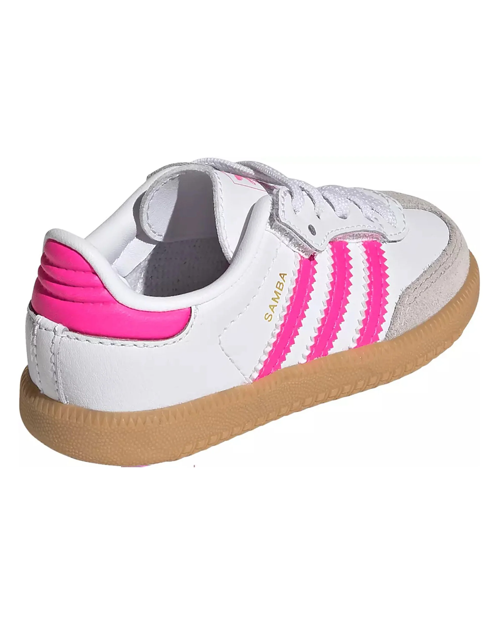 Toddler Samba OG Comfort Closure Elastic Lace Shoe - Cloud White/Lucid Pink/Gum - Image 6