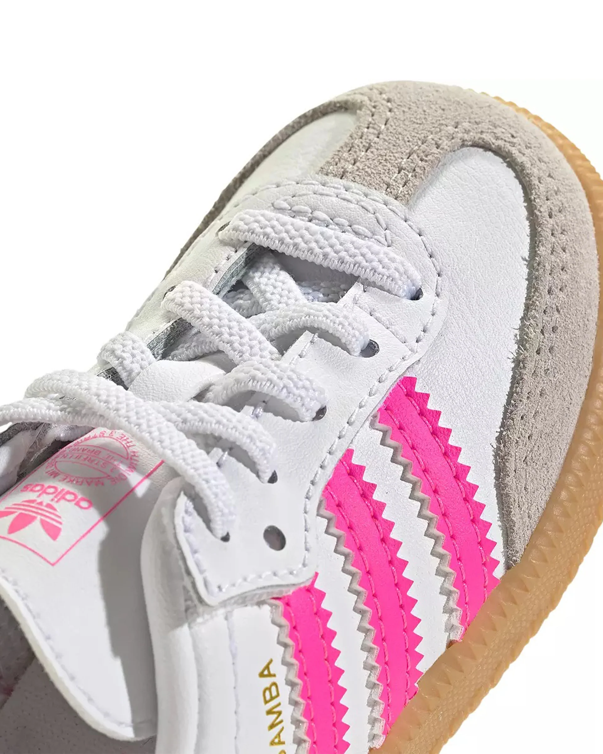 Toddler Samba OG Comfort Closure Elastic Lace Shoe - Cloud White/Lucid Pink/Gum - Image 7