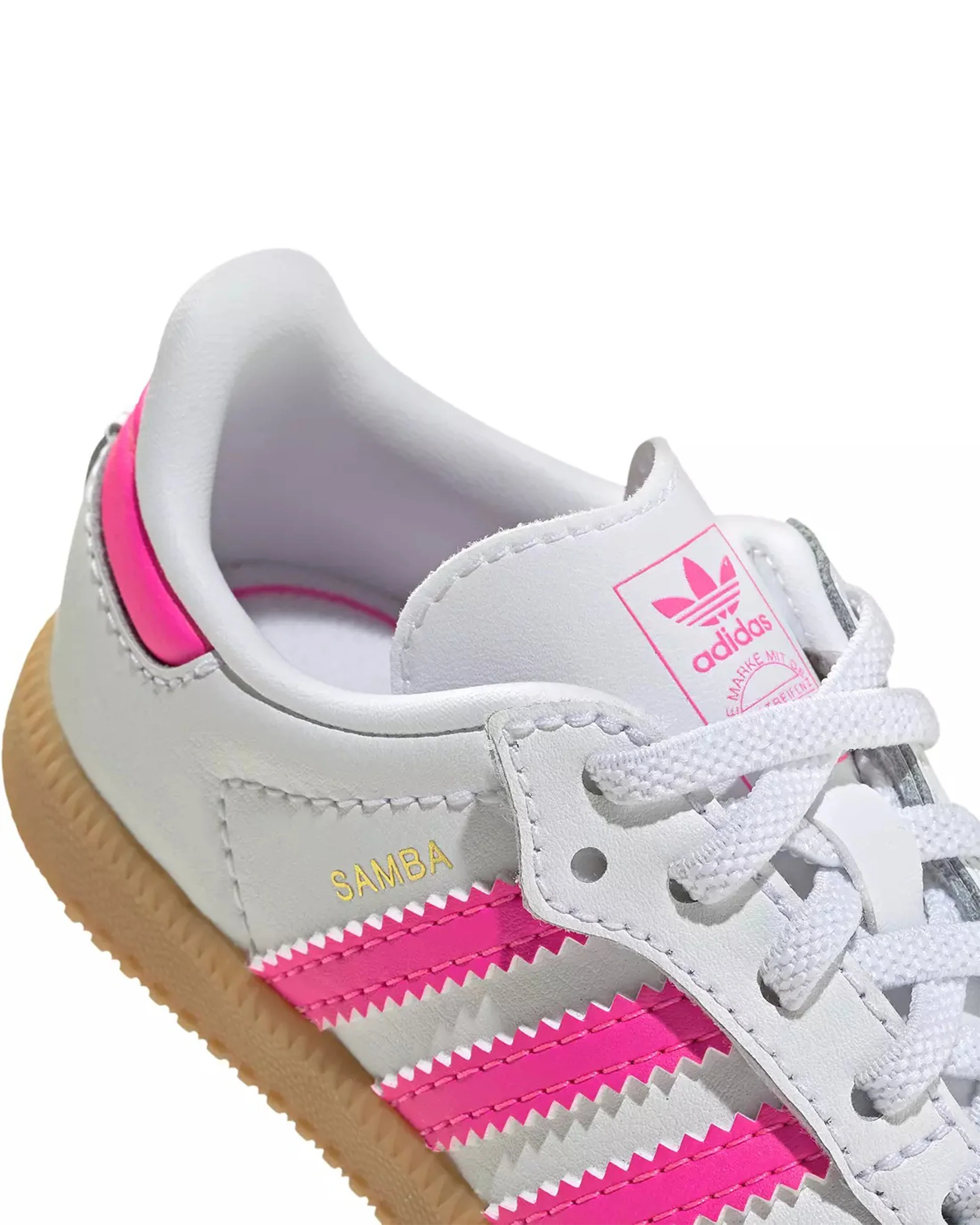Toddler Samba OG Comfort Closure Elastic Lace Shoe - Cloud White/Lucid Pink/Gum - Image 8