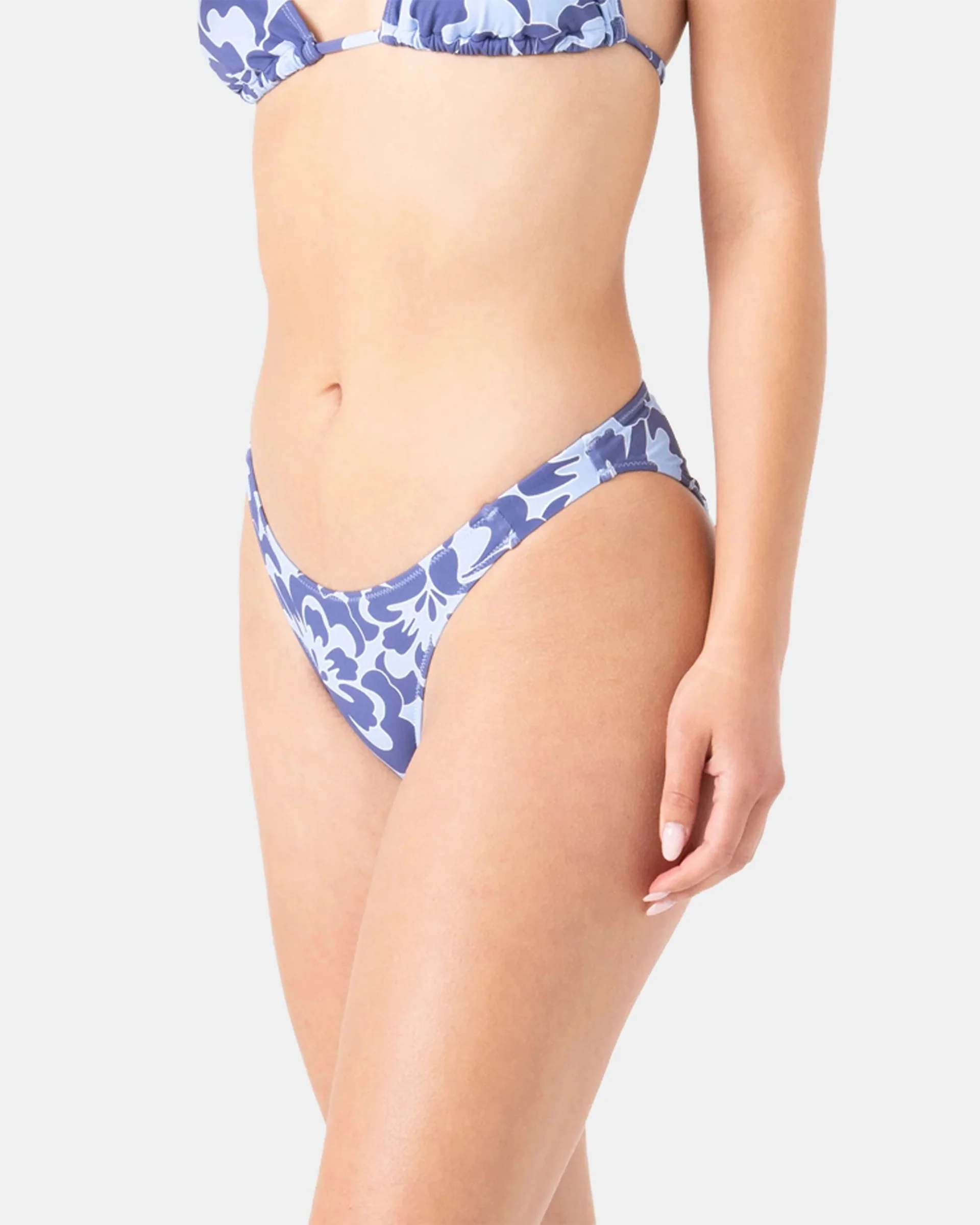 Tropic Drift Scrunch Hipster Moderate Bikini Bottom - Blue Combo - Image 5