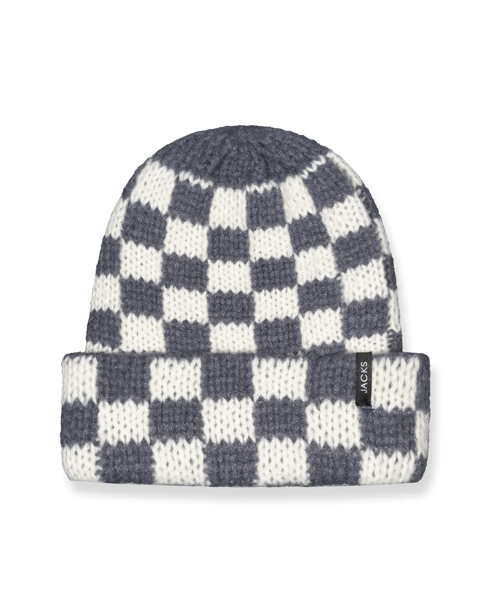 Urban Checkers Knit Beanie - Cream / Grey