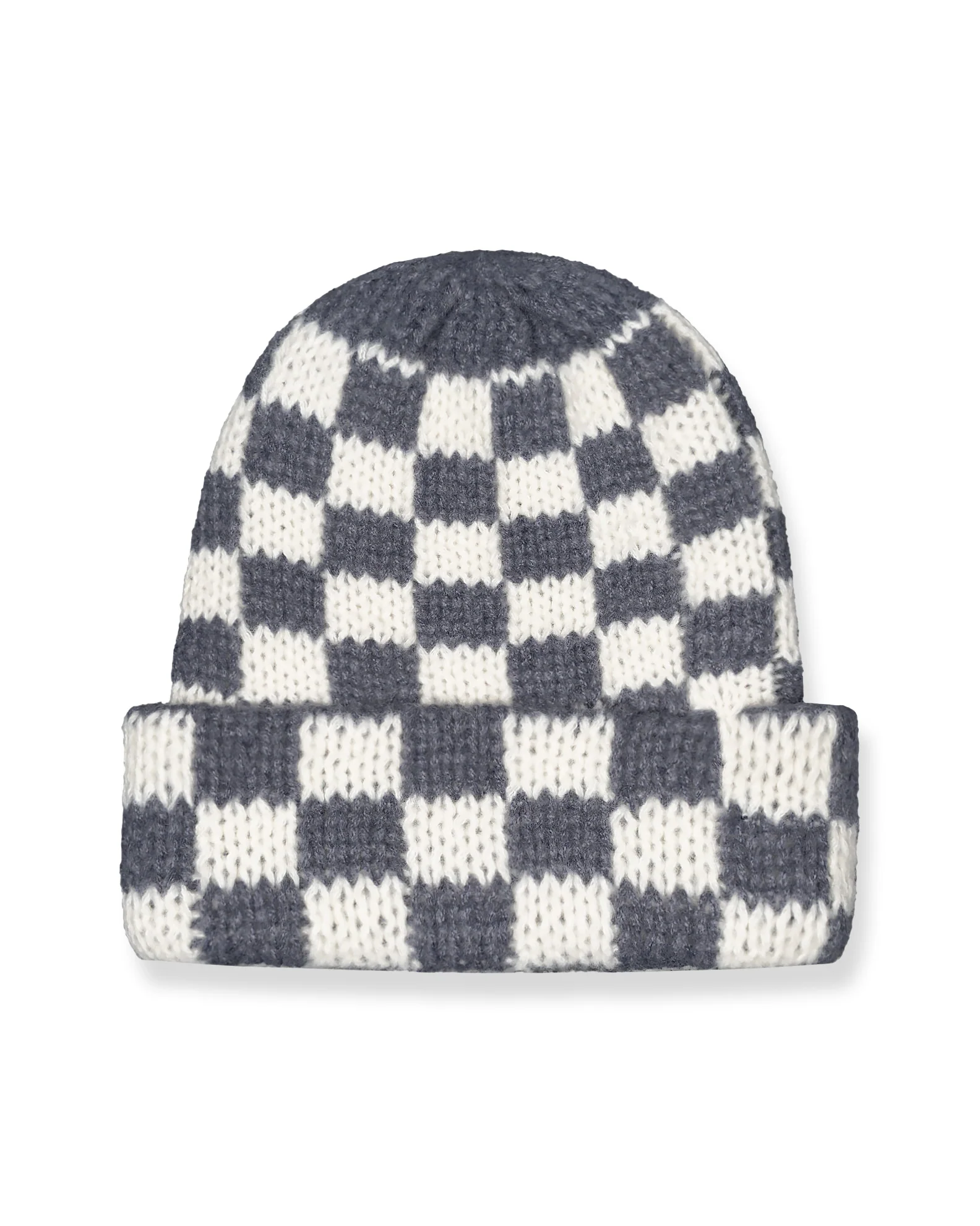 Urban Checkers Knit Beanie - Cream / Grey - Image 2