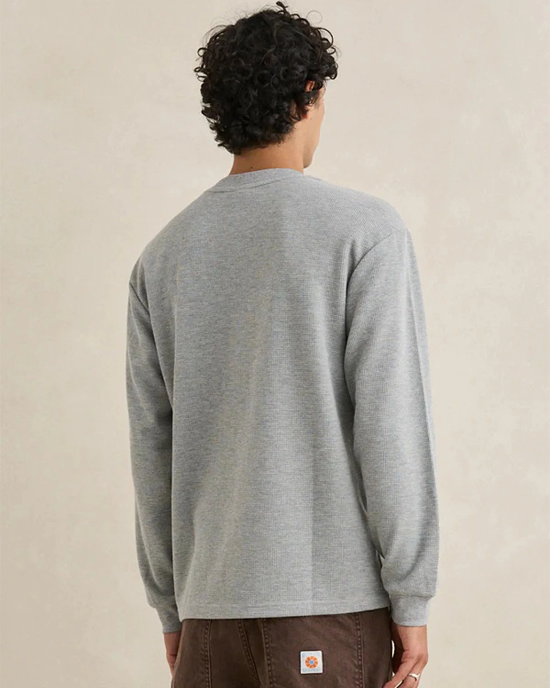 Vintage Pocket L/S Waffle Shirt - Grey Heather - Image 3