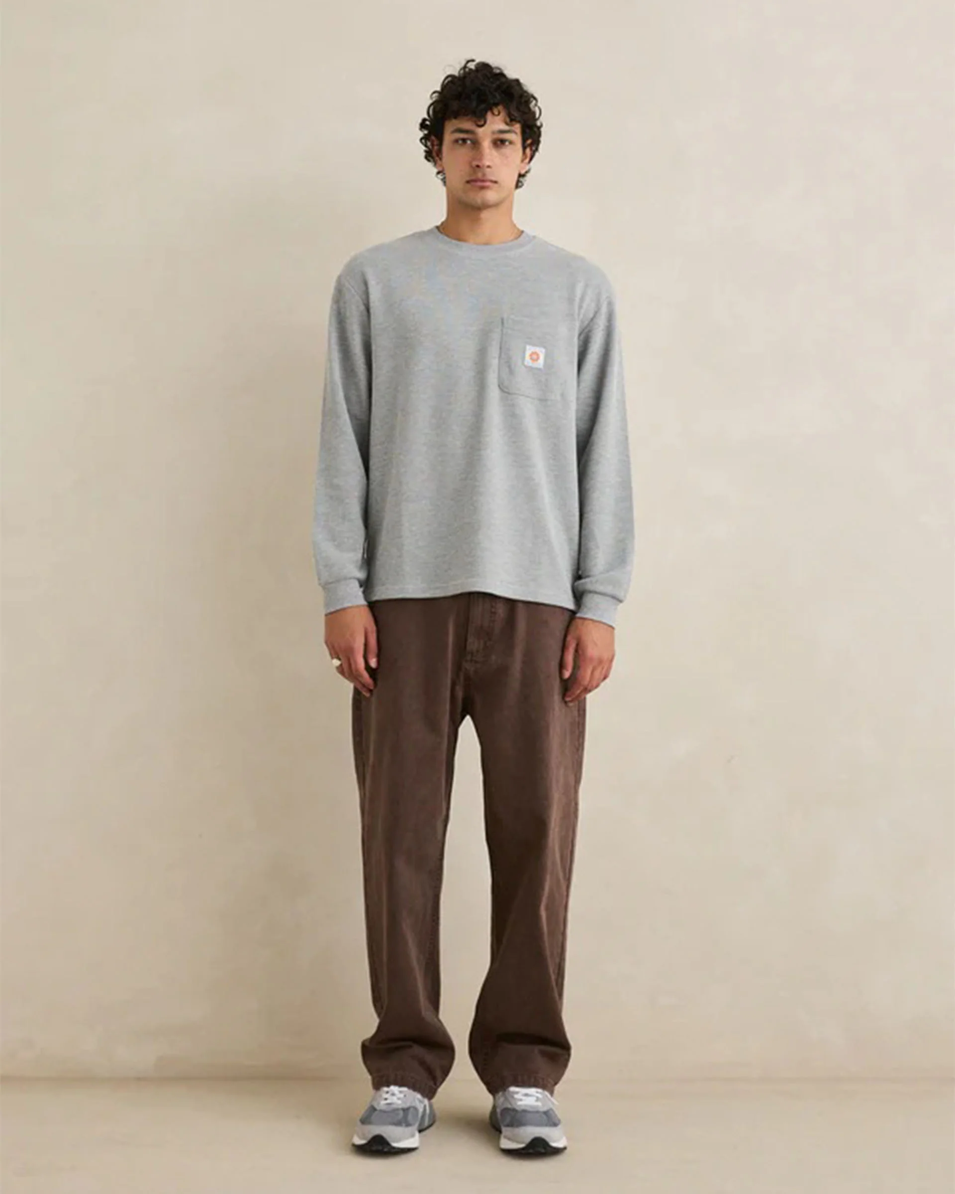 Vintage Pocket L/S Waffle Shirt - Grey Heather - Image 4