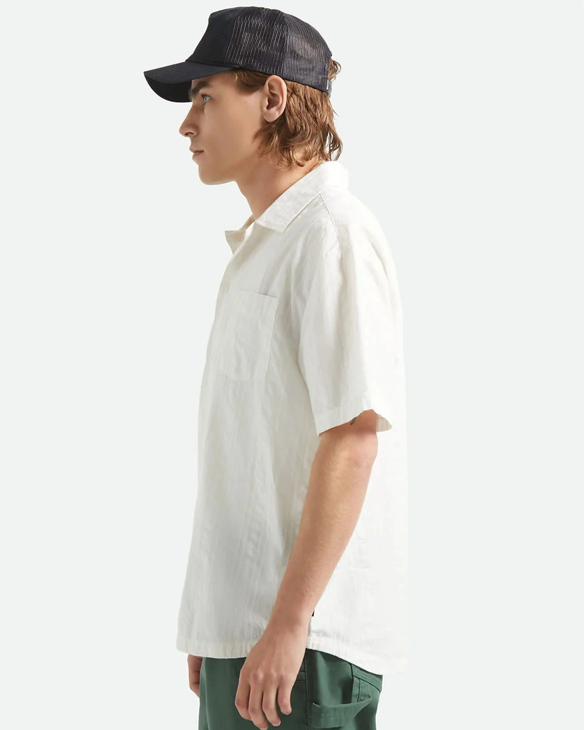 Vintage S/S Shirt - Off White Jacquard Stripe - Image 3