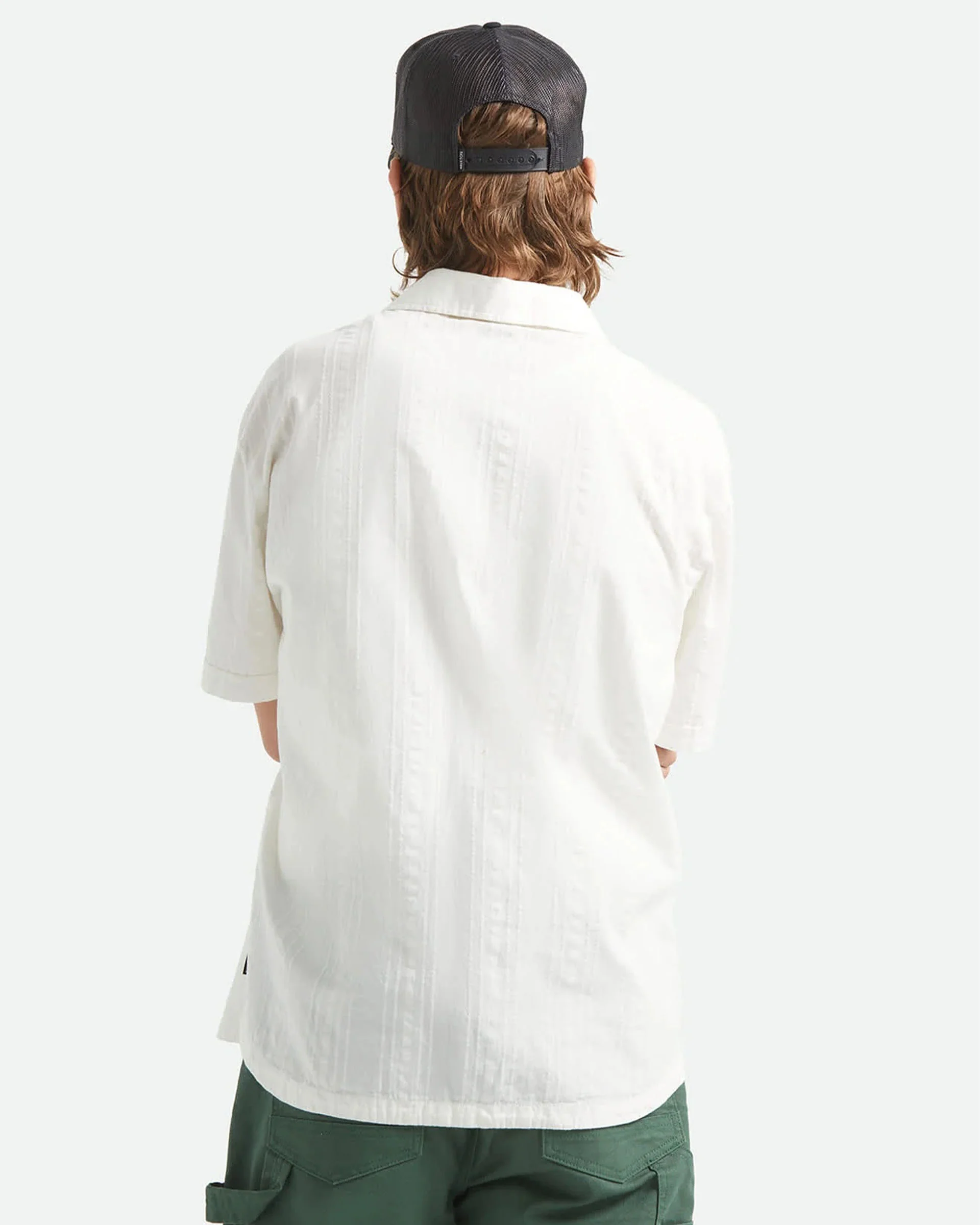 Vintage S/S Shirt - Off White Jacquard Stripe - Image 4