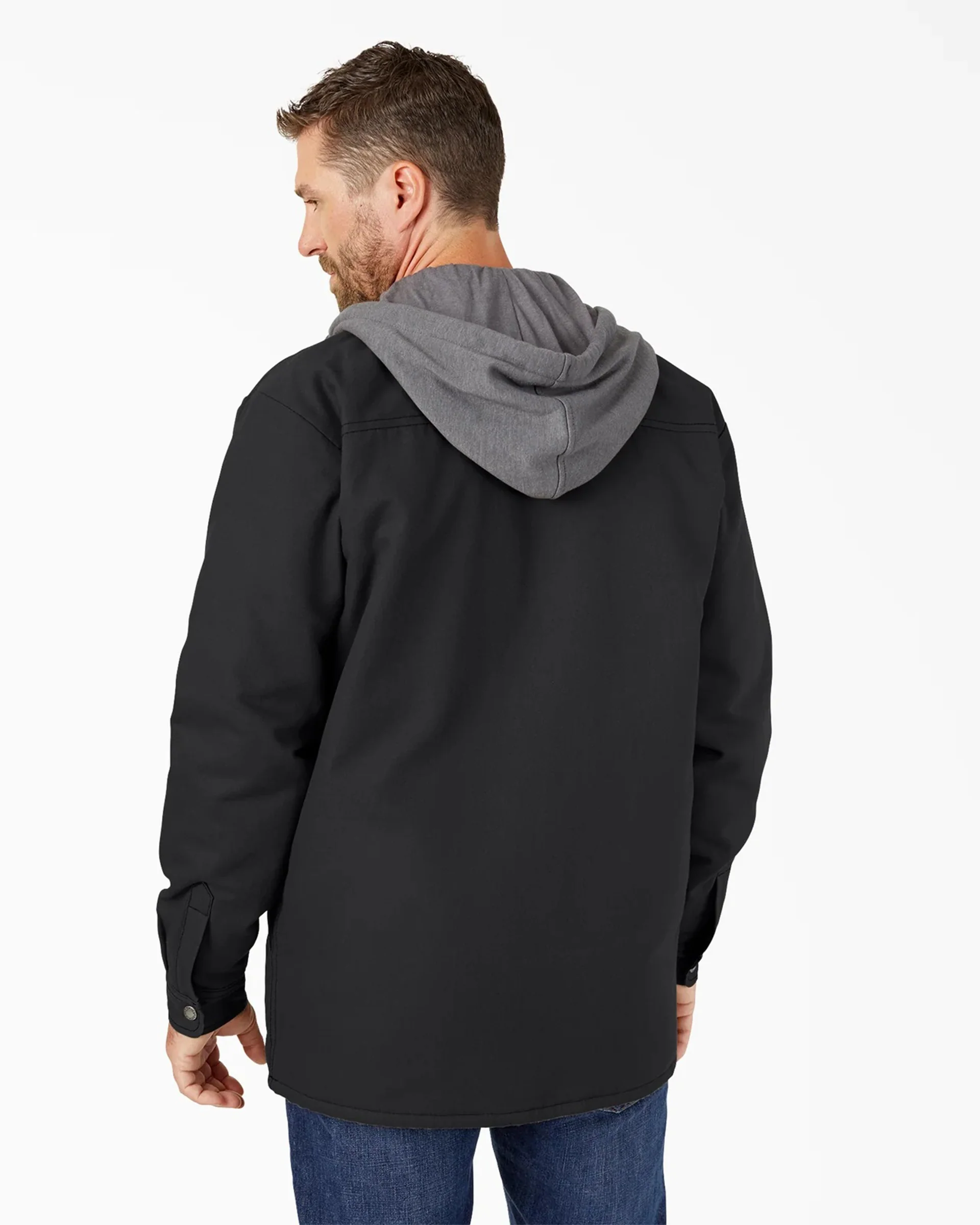 Water Repellent Duck Hooded Shirt Jacket - Black - Image 2