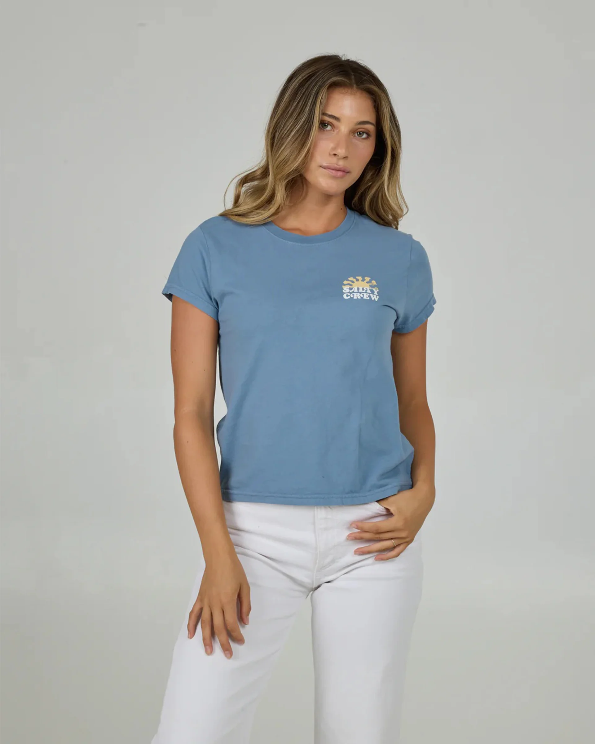 West Bound Modern S/S T-Shirt - Dusty Blue - Image 2