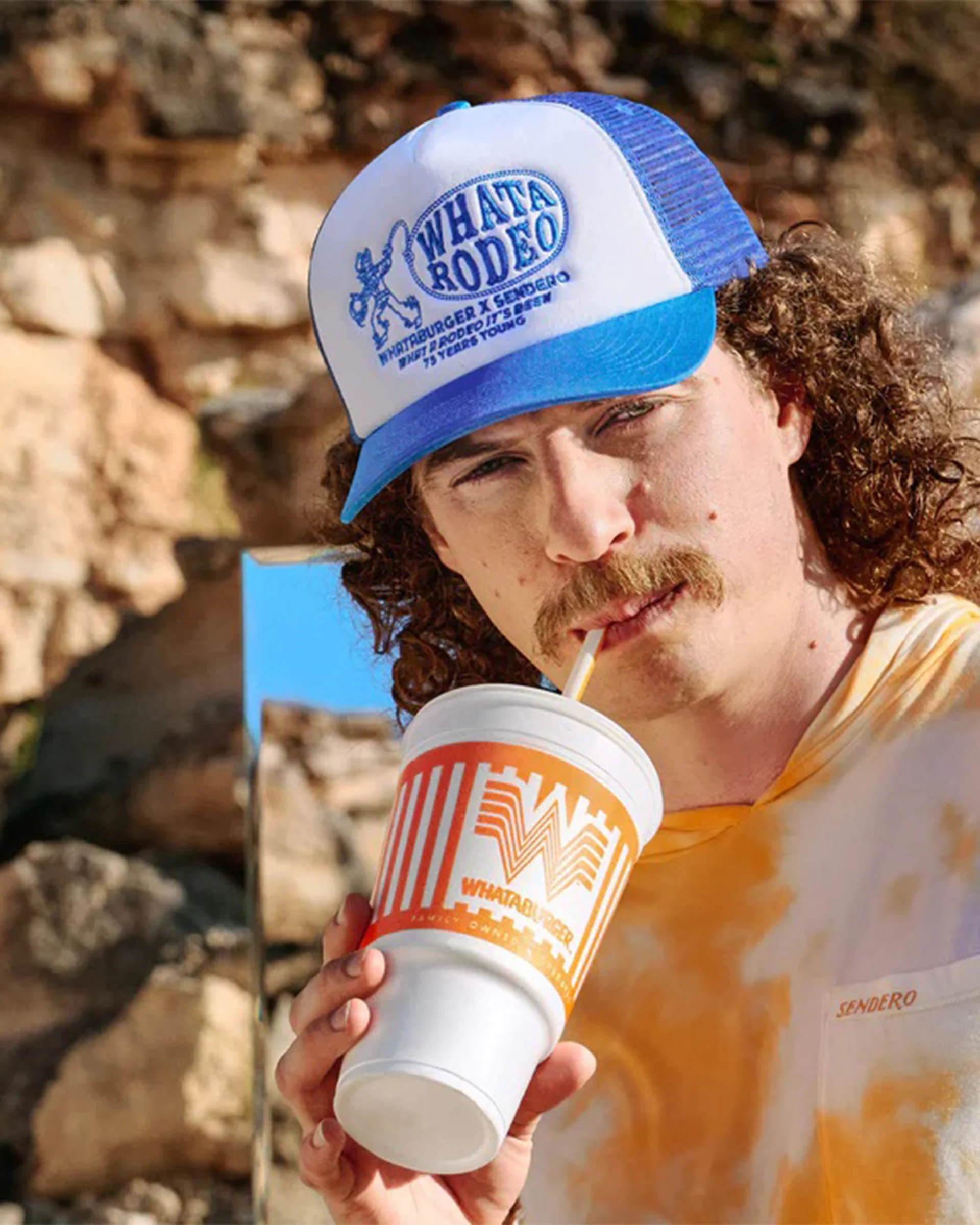 Whataburger x Sendero Ropin' Hat - White/Blue - Image 3