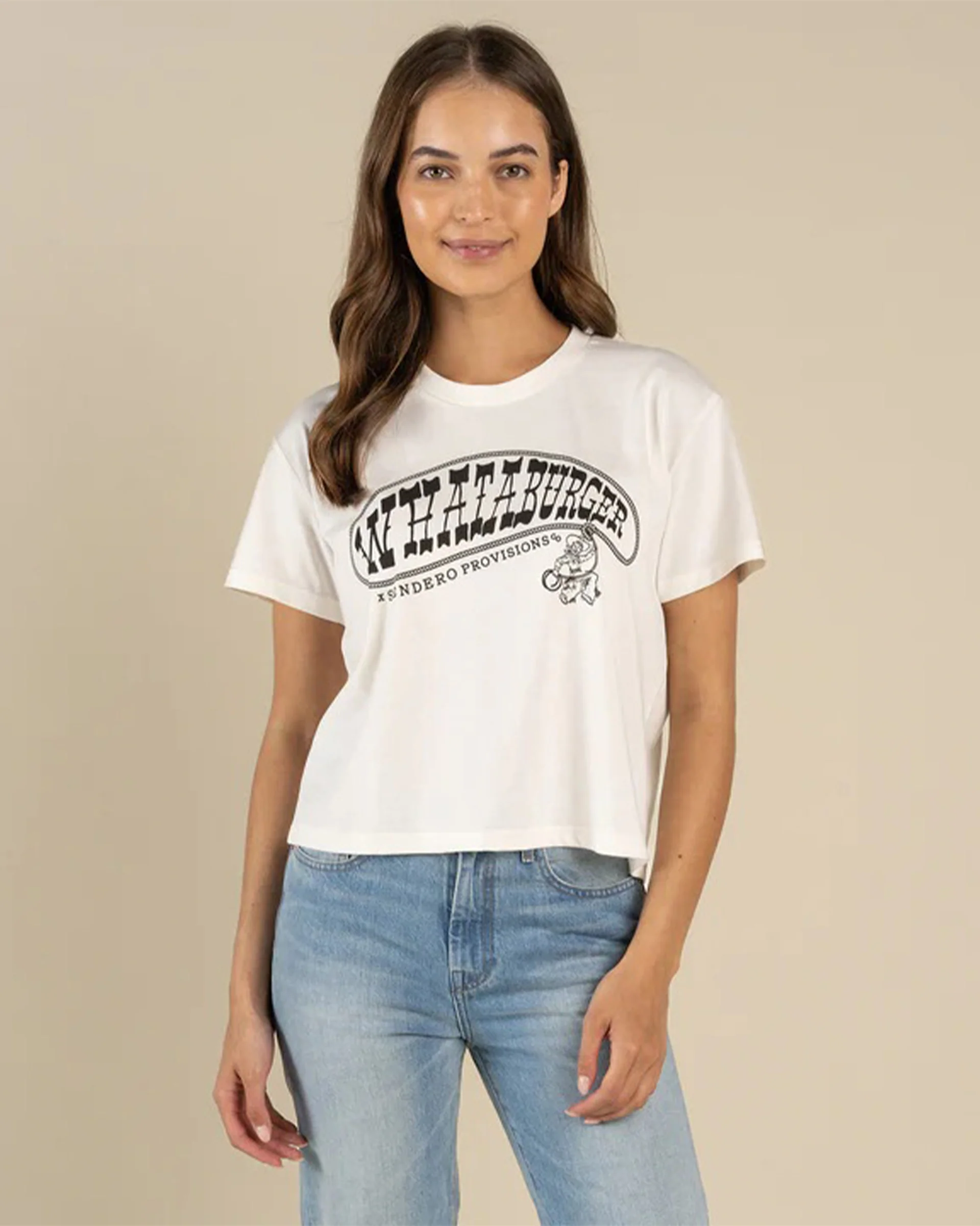 Whataburger x Sendero WhataRopin' Boxy Tee - Vintage White - Image 4