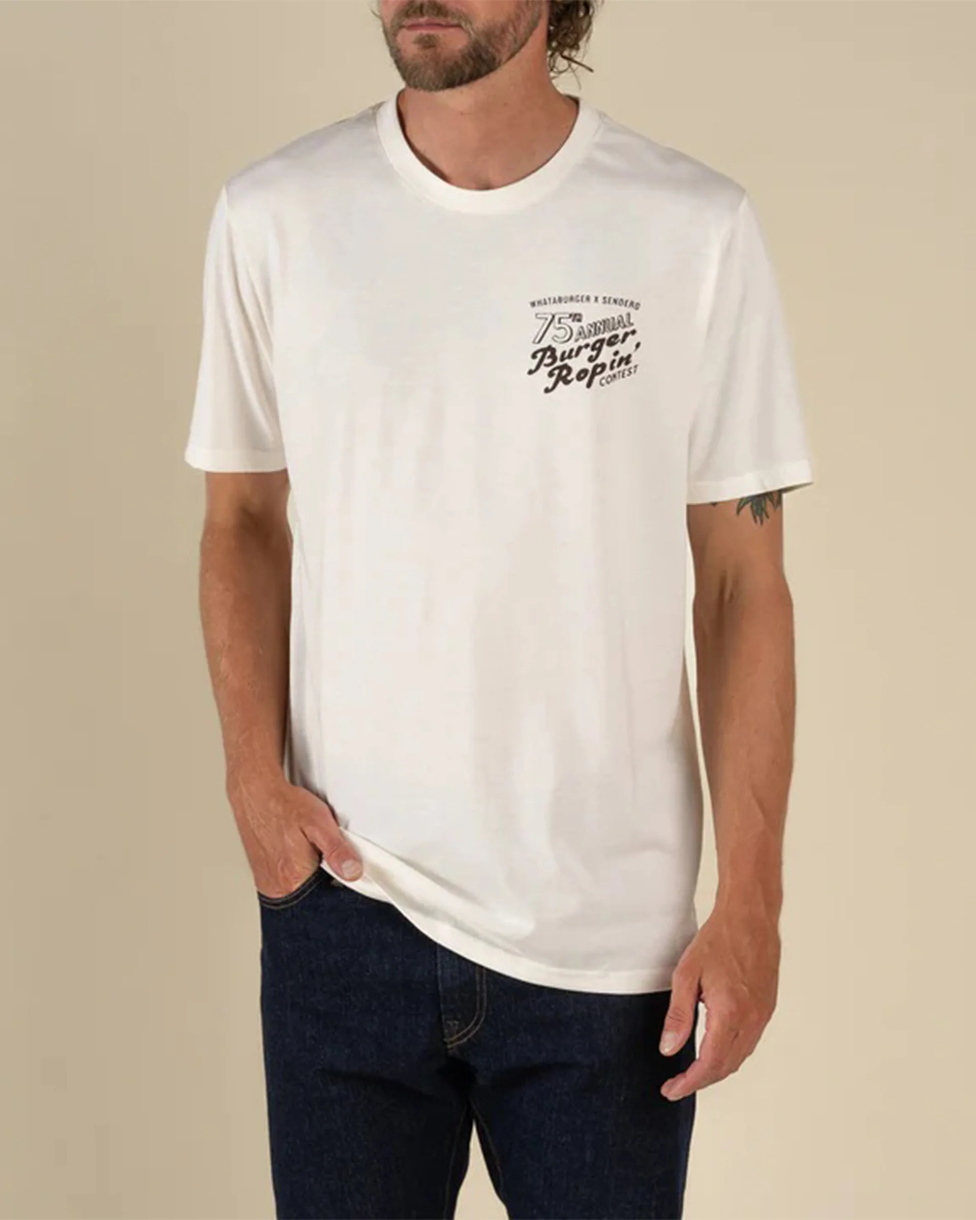Whataburger x Sendero WhataRopin' S/S T-Shirt - Vintage White - Image 4