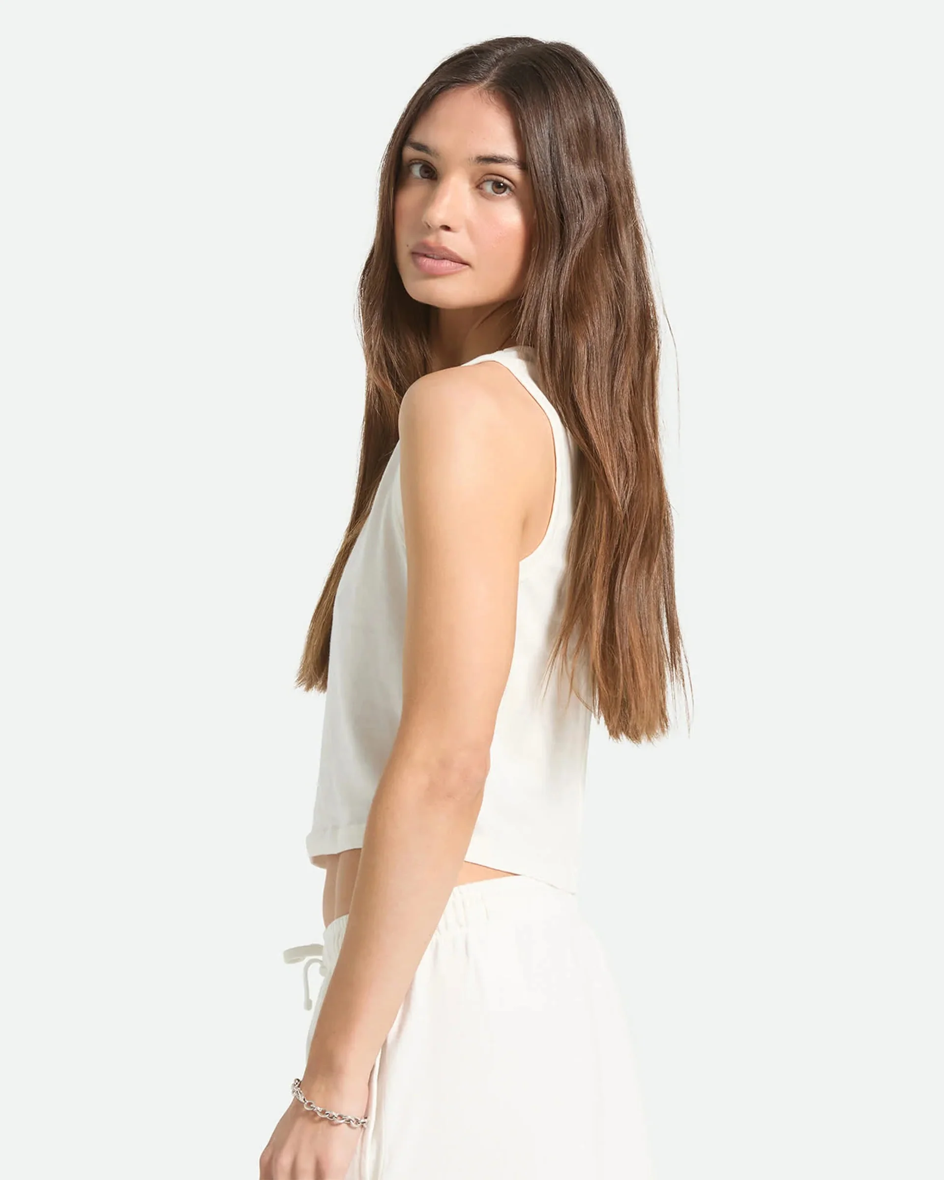 Women's Carefree Organic Garment Dye Cropped Tank - Off White - Image 3