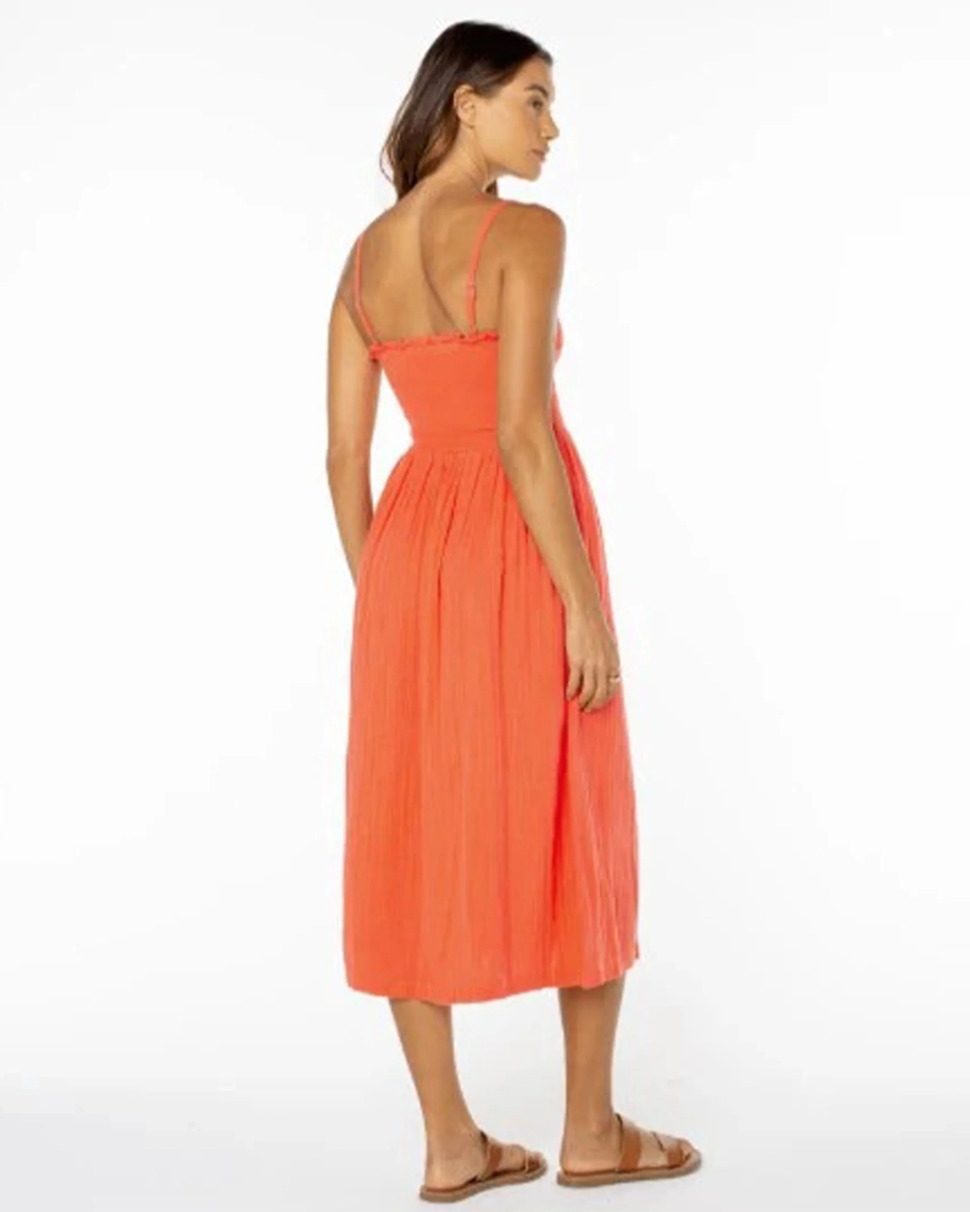 Women's Downriver Midi Dress - Hot Coral Solid - Image 2