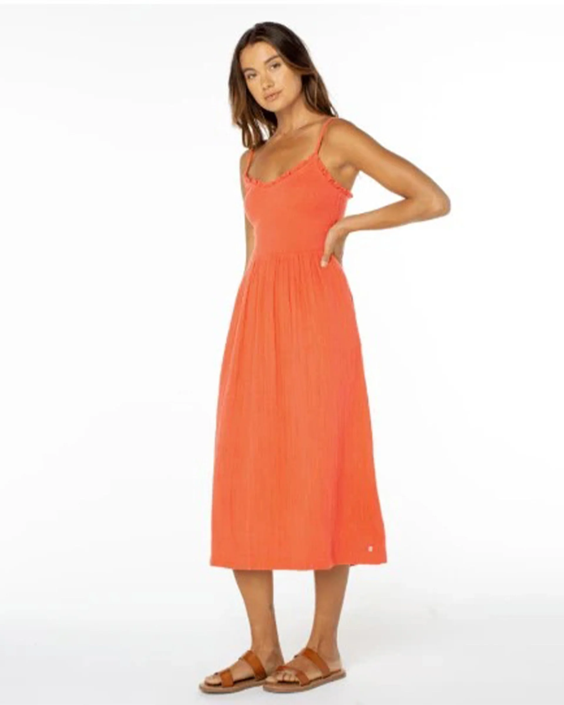 Women's Downriver Midi Dress - Hot Coral Solid - Image 3
