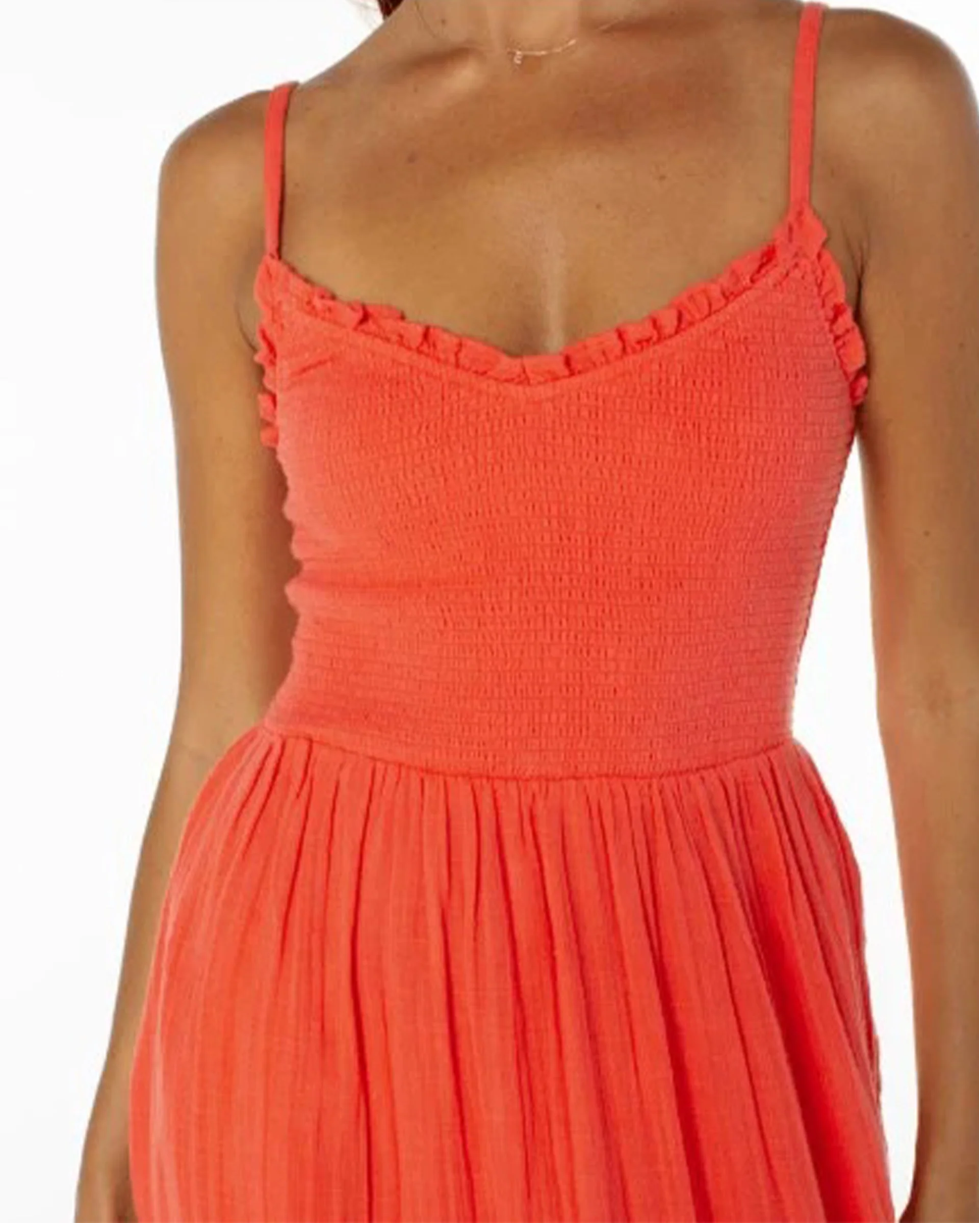 Women's Downriver Midi Dress - Hot Coral Solid - Image 4