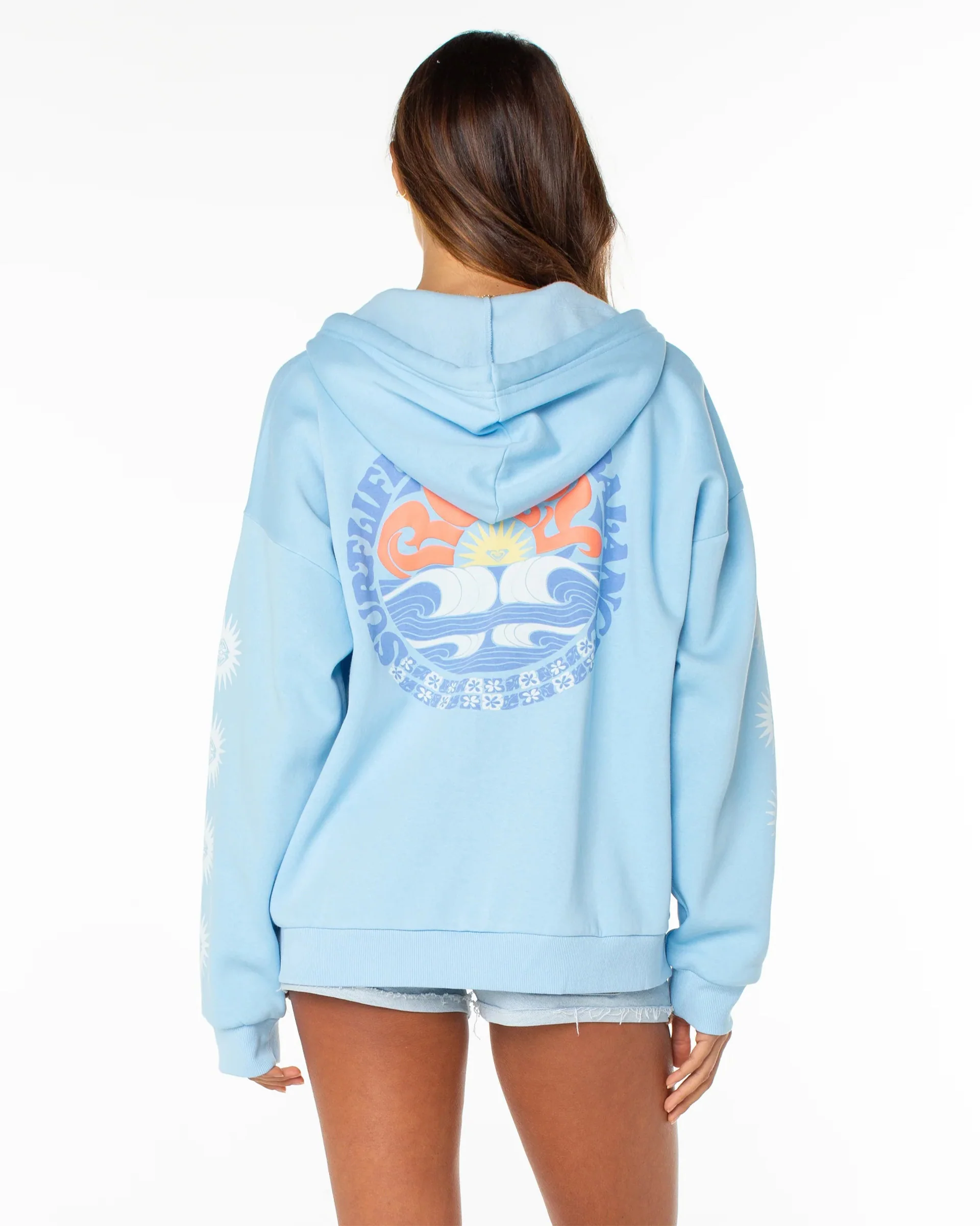 Women's Evening Lineup Zip-Up Hoodie - Airy Blue Surf Life - Image 4