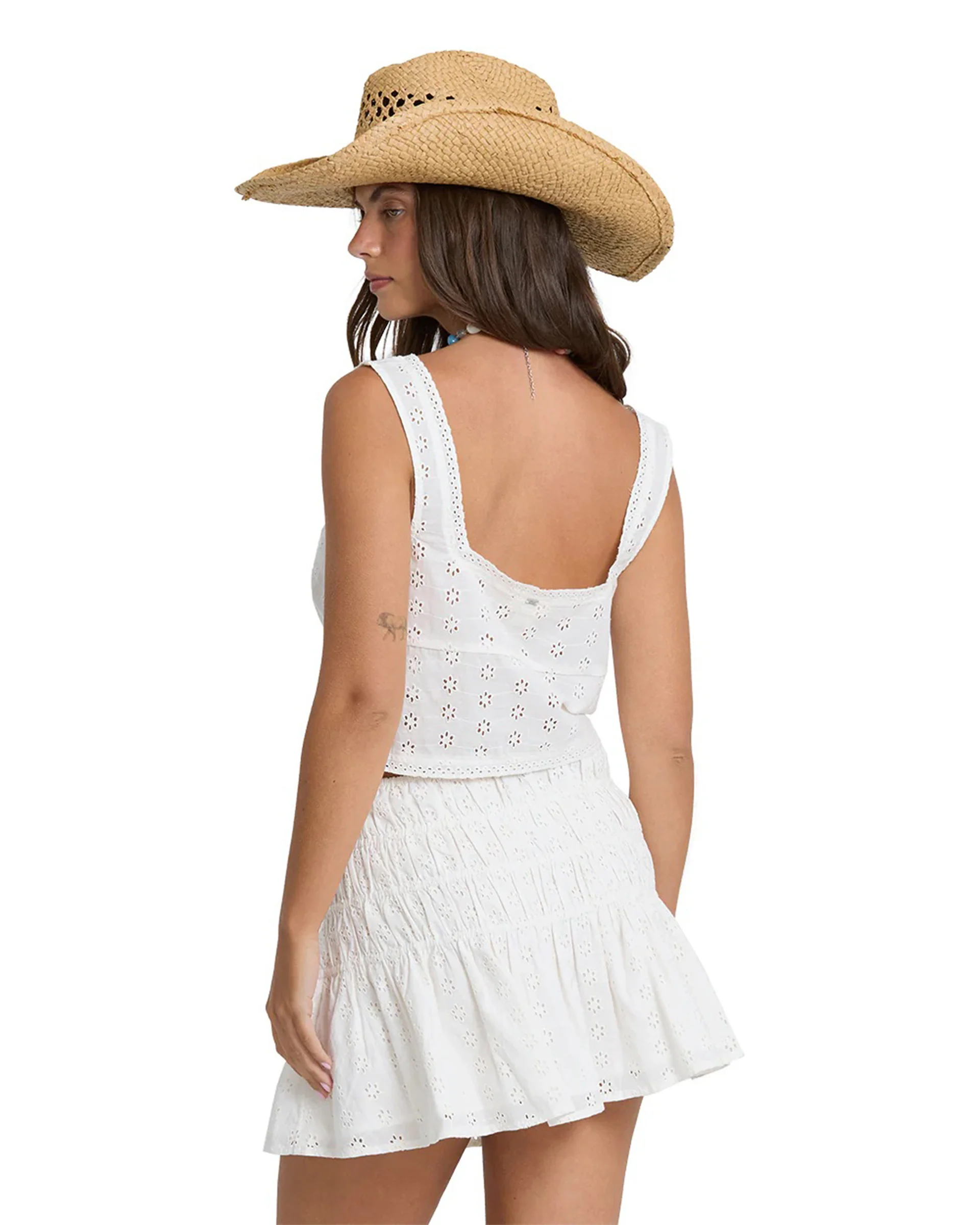 Women's Eyelet Forever Woven Tank Top - Salt Crystal - Image 2