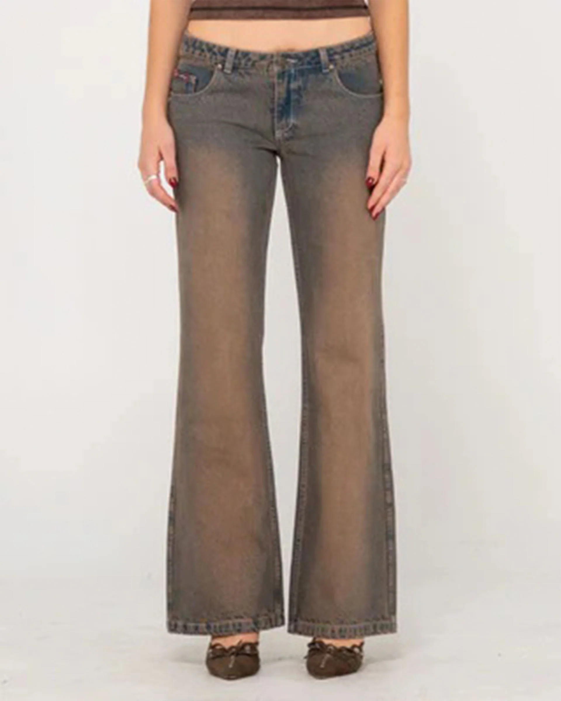 Women's Lucky Number Low Rise Flare Jeans - Rusty Overdye