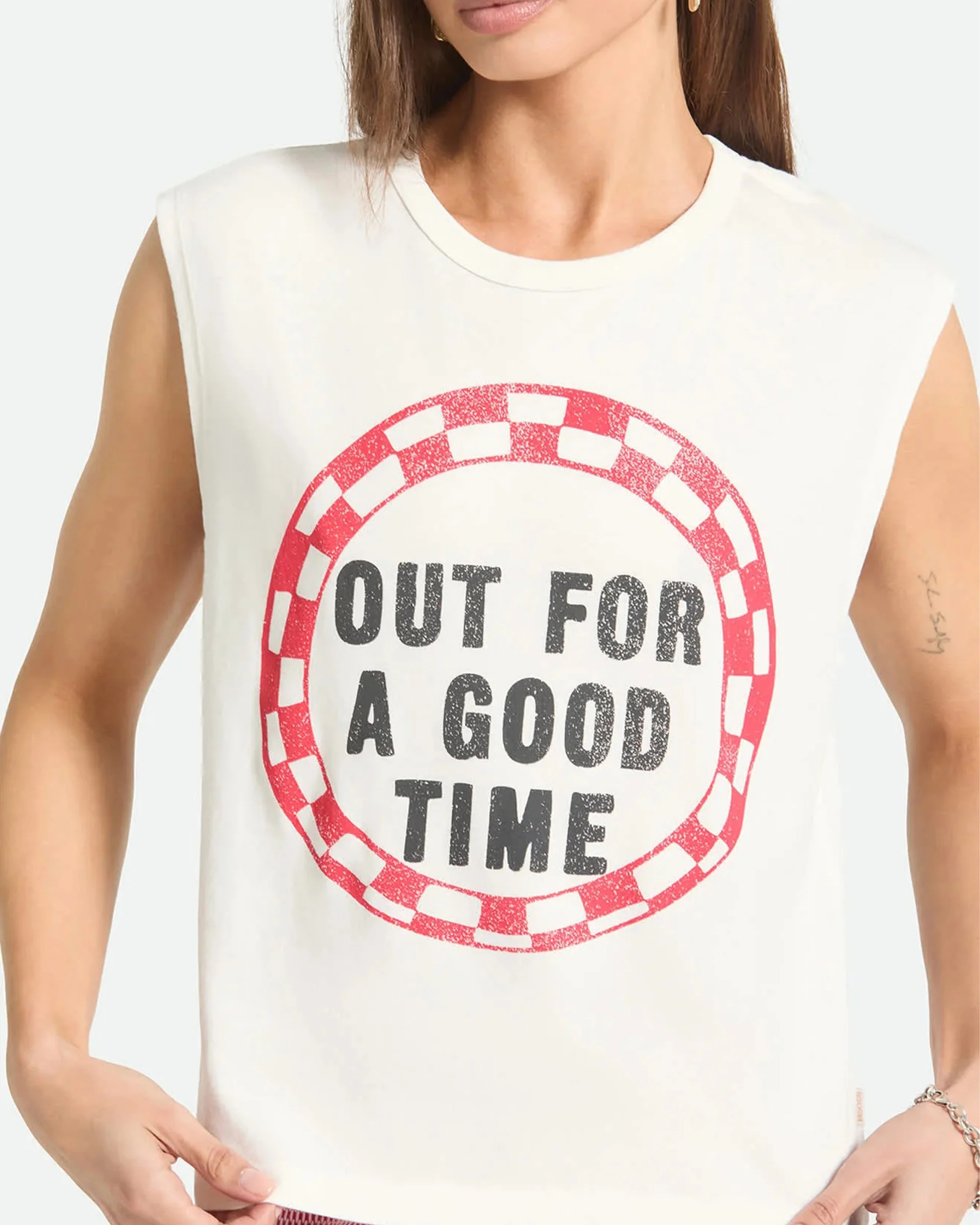 Women's Out For A Good Time Muscle Tank - Off White - Image 4