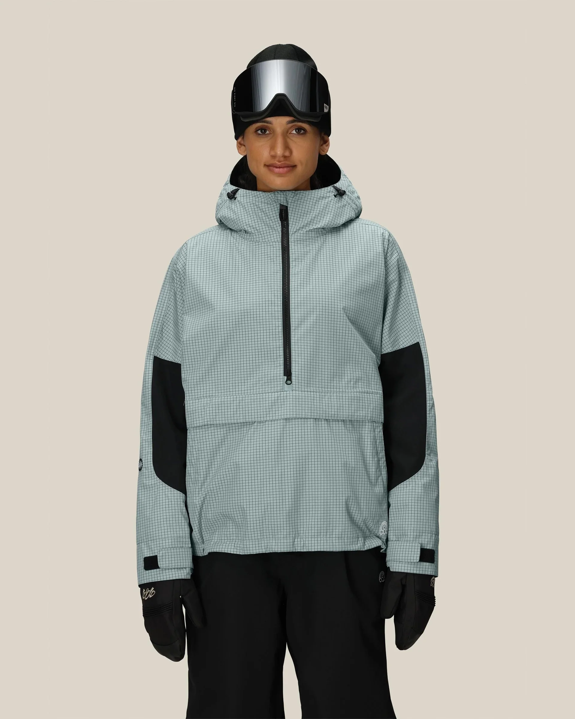Women's Outline Shell Anorak - Dusty Marine Grid - Image 2