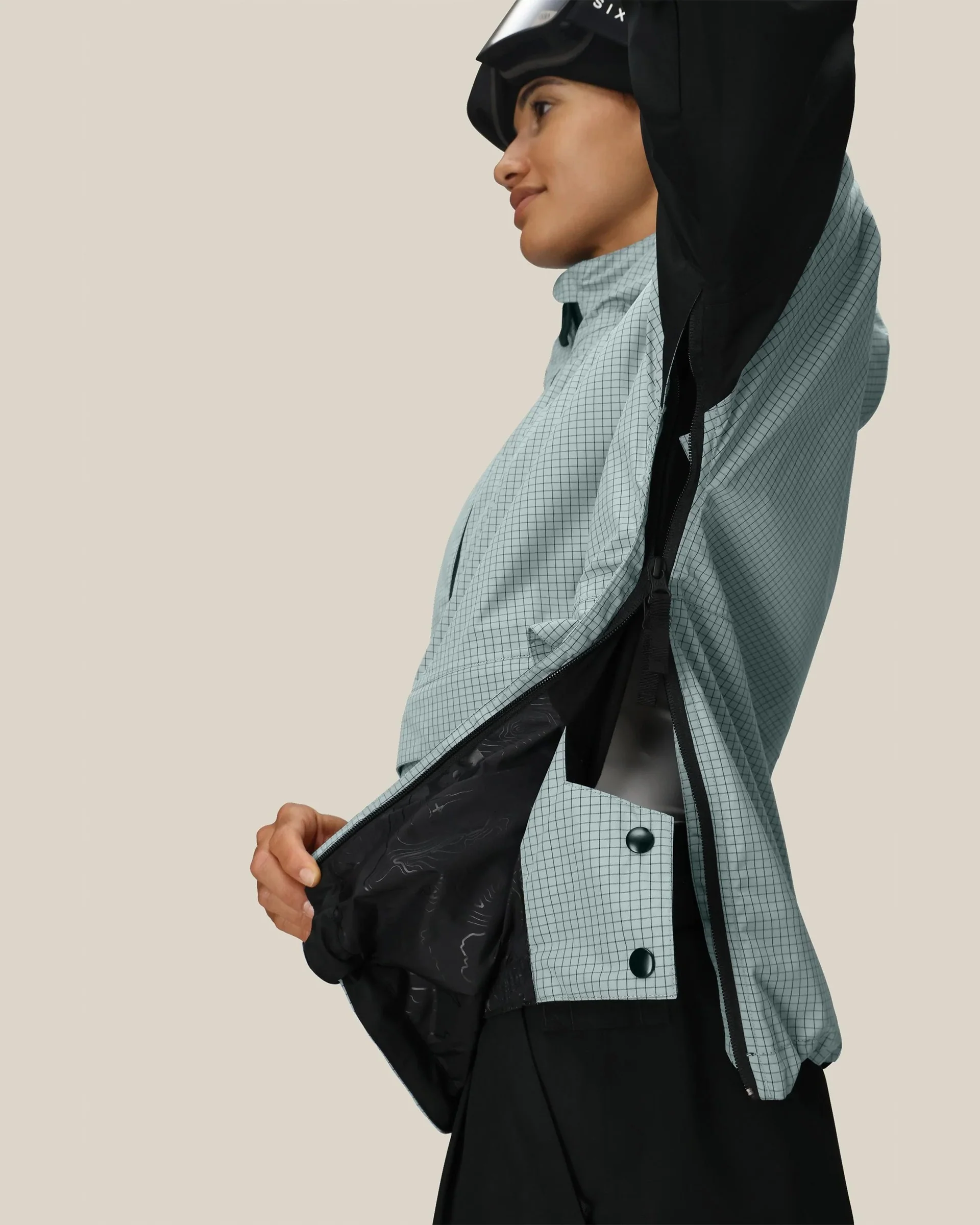 Women's Outline Shell Anorak - Dusty Marine Grid - Image 3