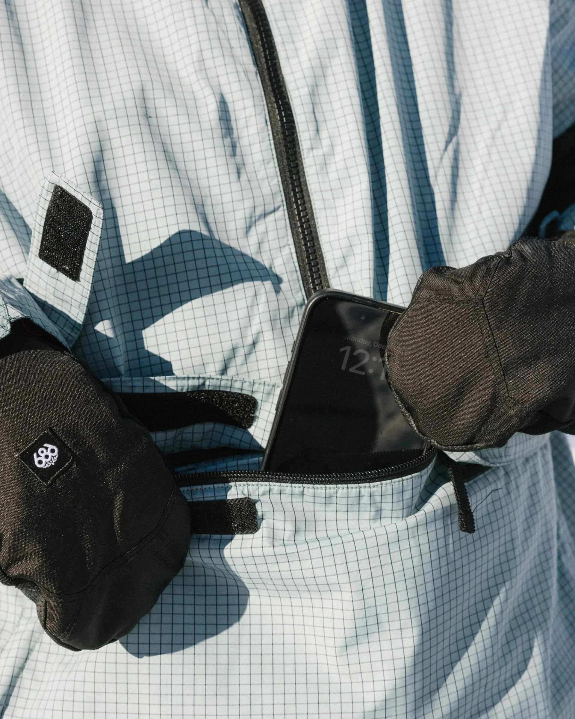 Women's Outline Shell Anorak - Dusty Marine Grid - Image 5