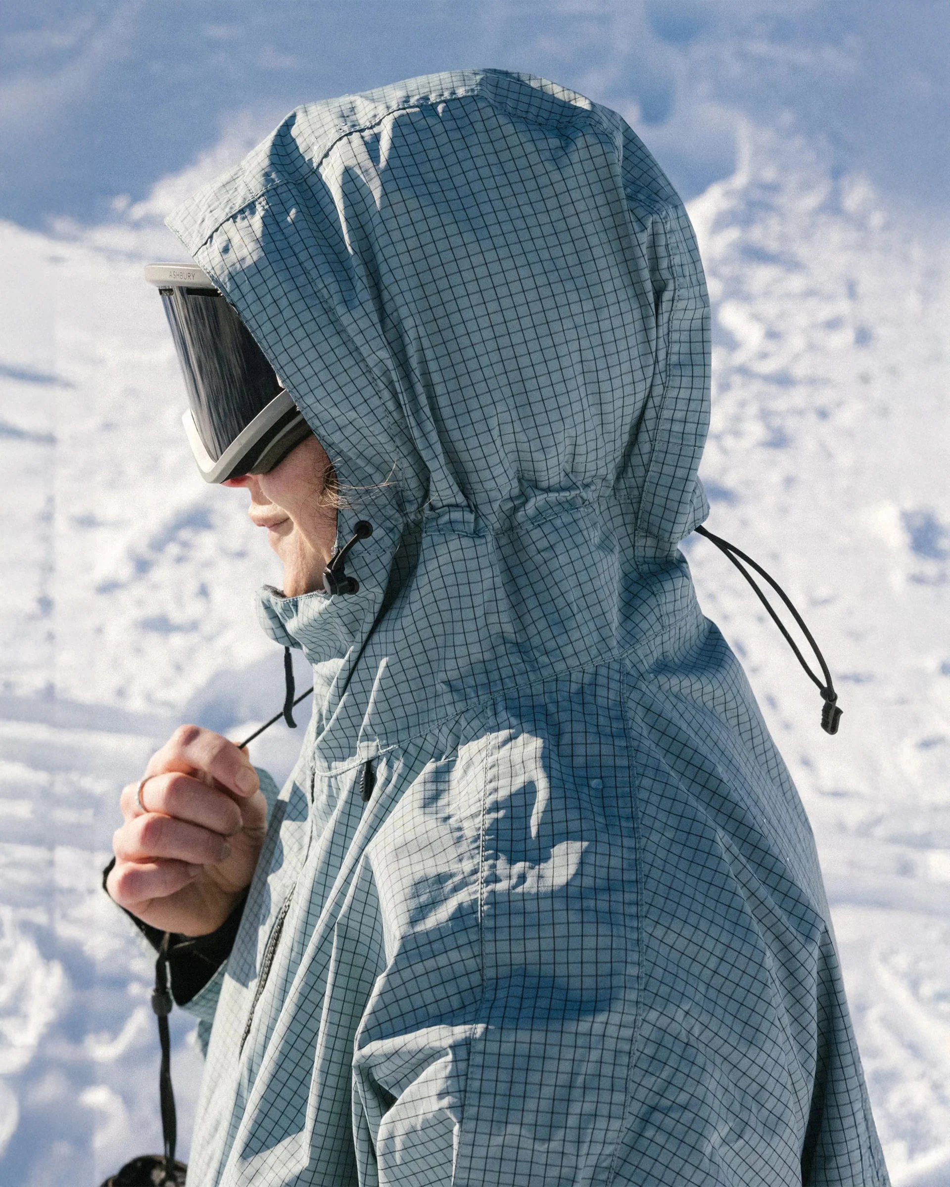 Women's Outline Shell Anorak - Dusty Marine Grid - Image 7