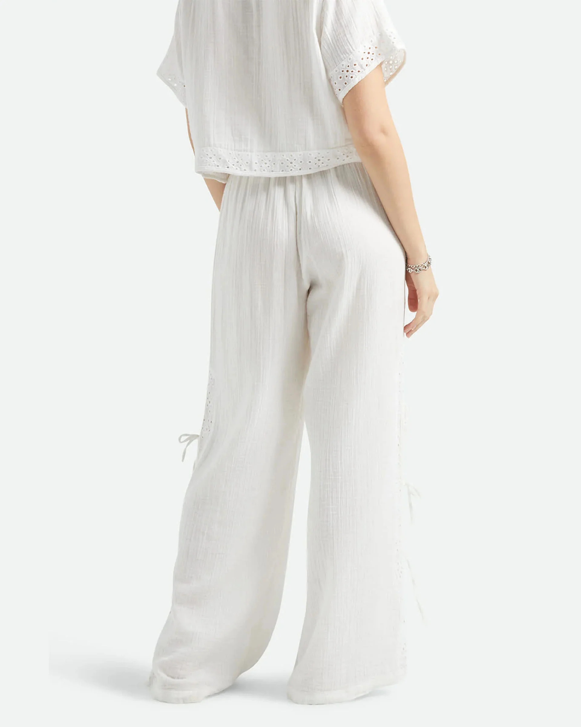 Women's Seaside Eyelet Wide Leg Pant - Off White Eyelet - Image 5