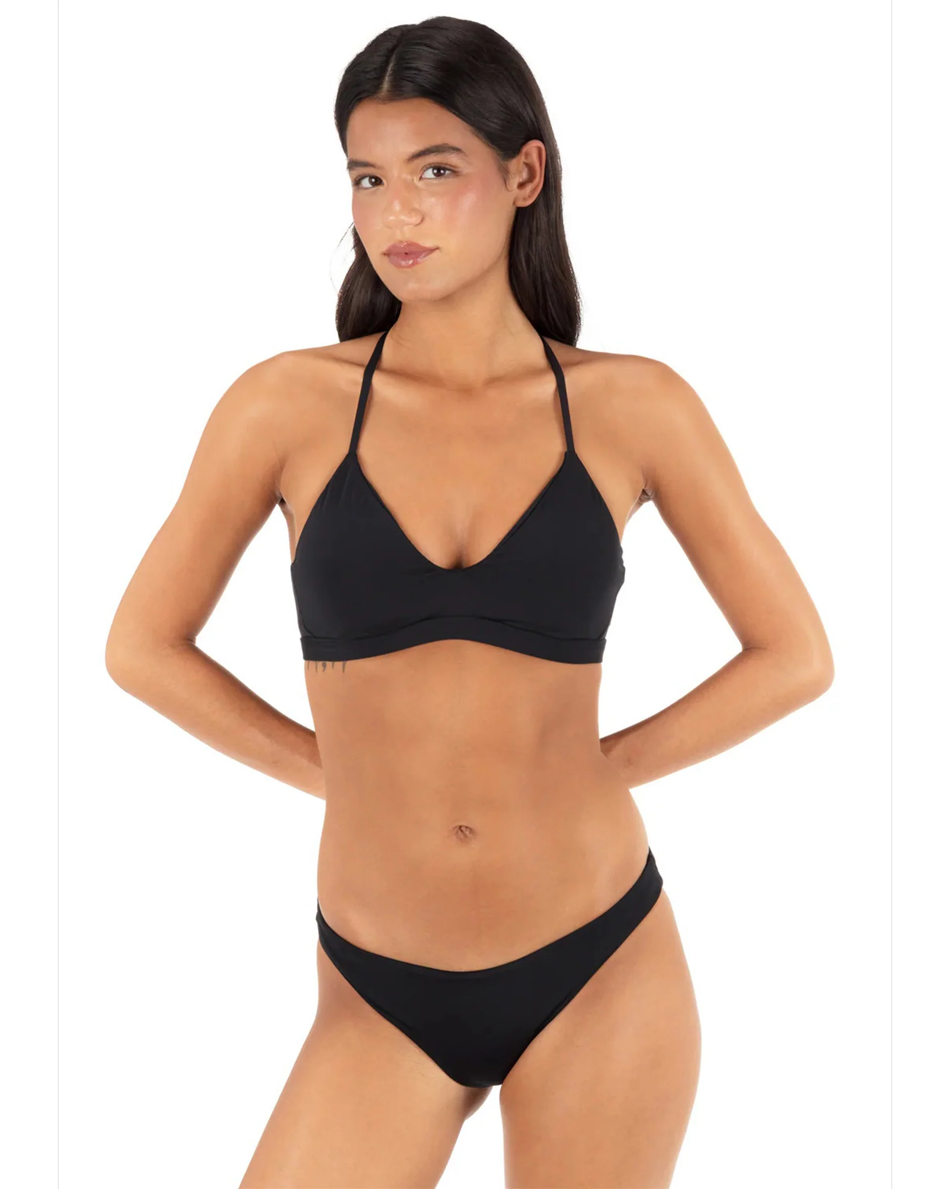 Women's Solid Adjustable Bikini Top - Black