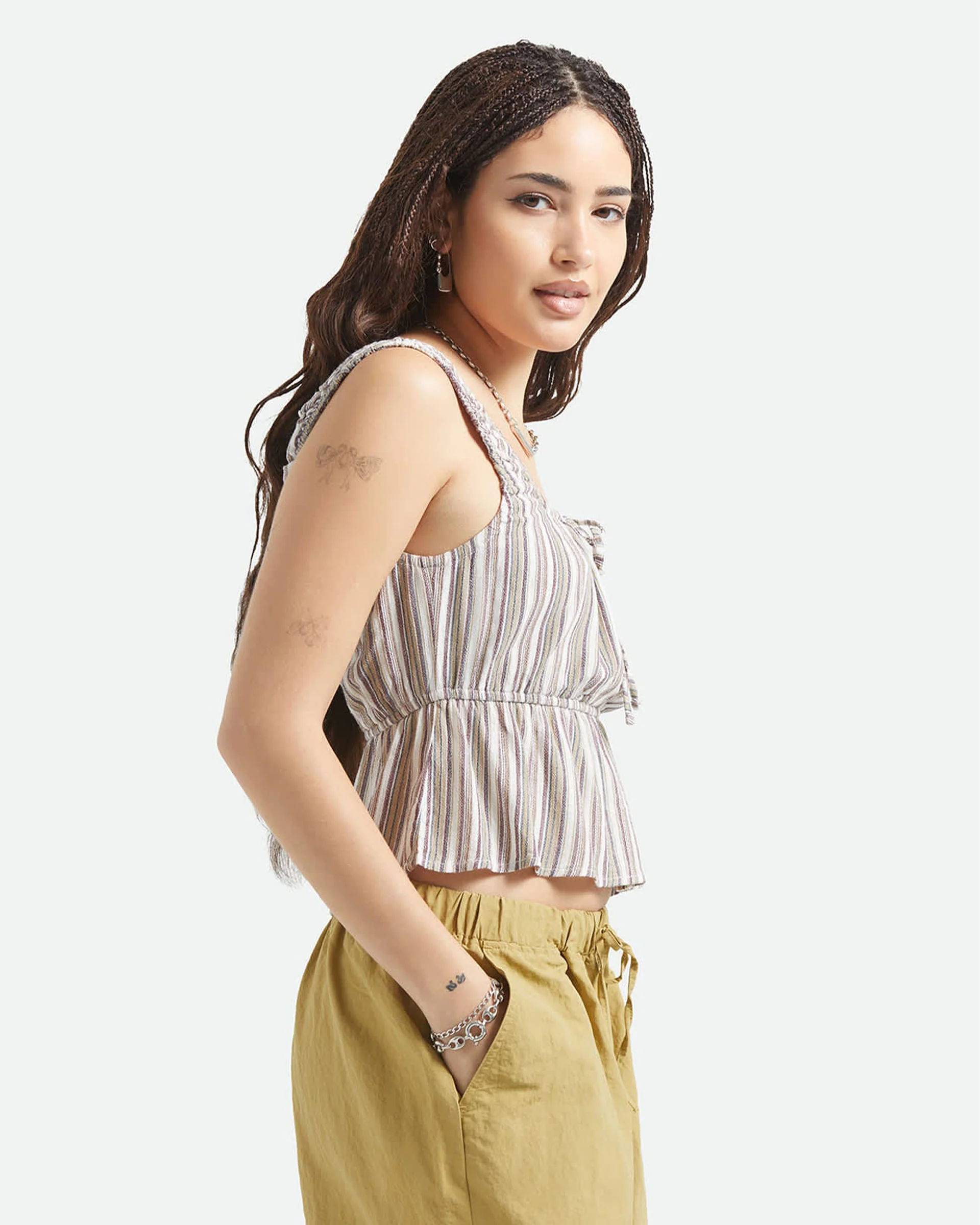 Women's The Abigail Tie Top - Worn In Red Robust Red Stripe - Image 4