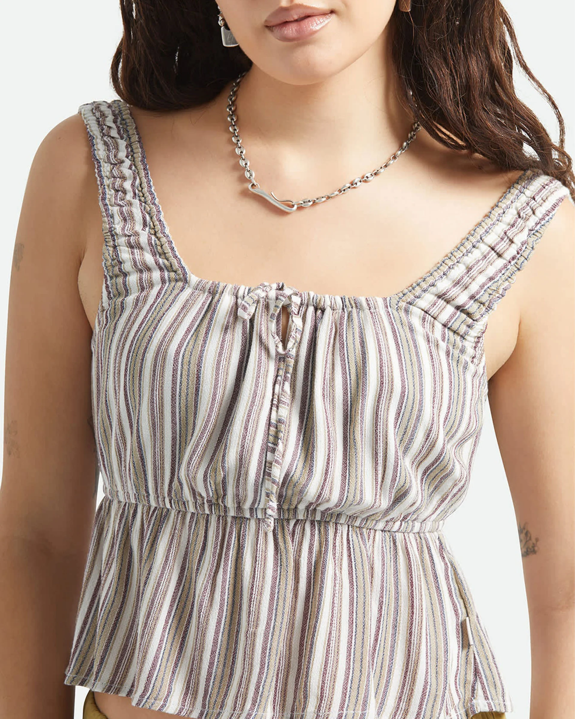 Women's The Abigail Tie Top - Worn In Red Robust Red Stripe - Image 6