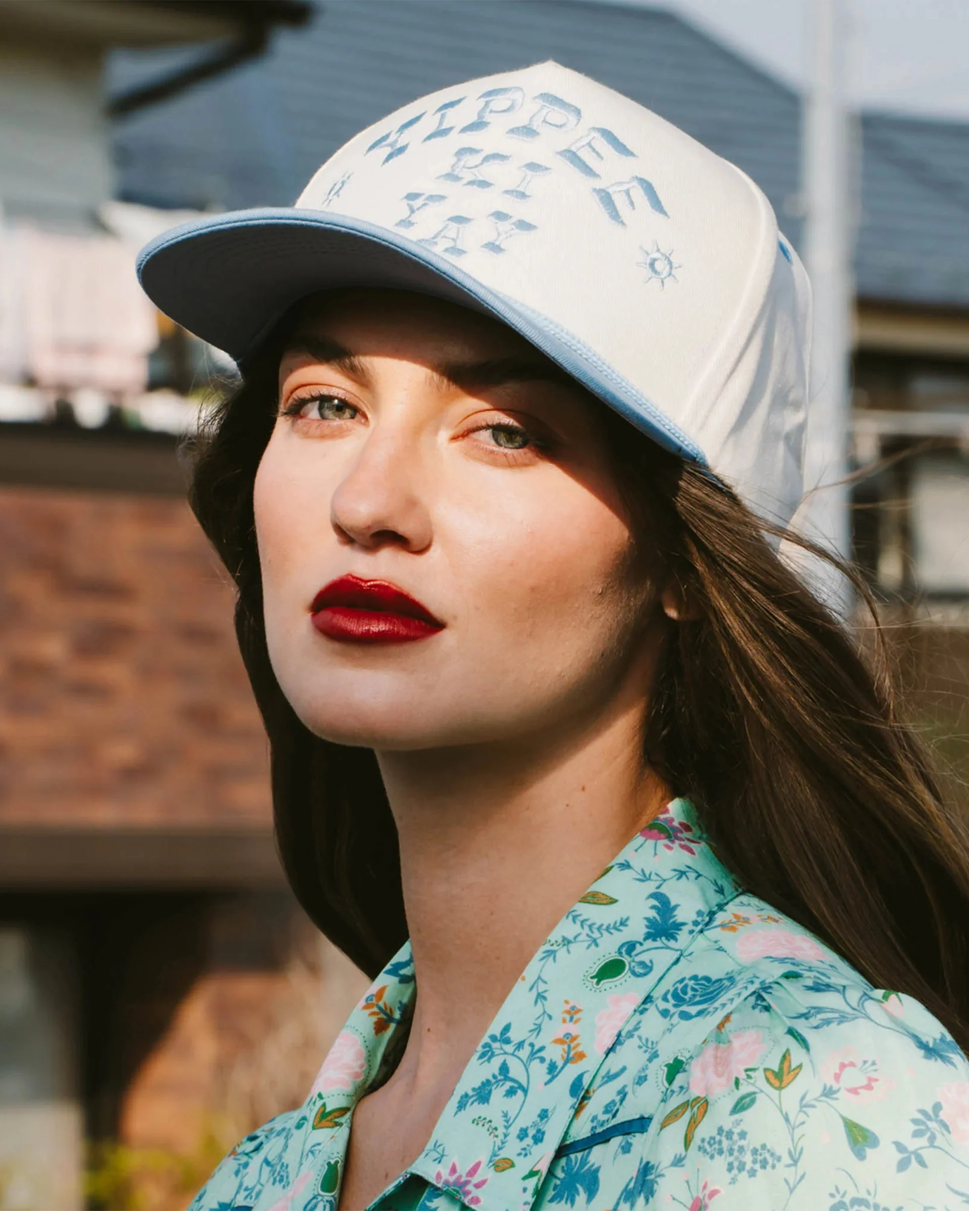 Yippee Ki Yay Hat - Cream/Light Blue - Image 4