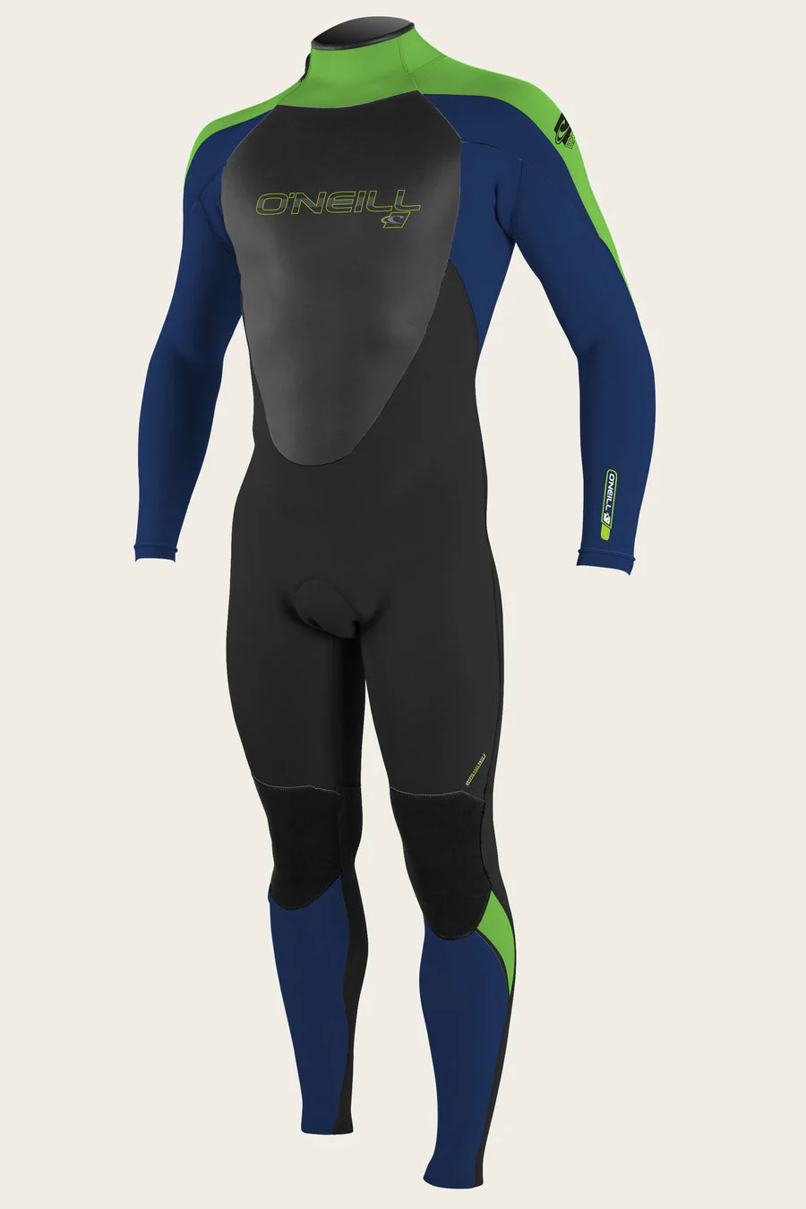 Youth Epic 3/2mm Back Zip Fullsuit - Black/Navy/Day Glow