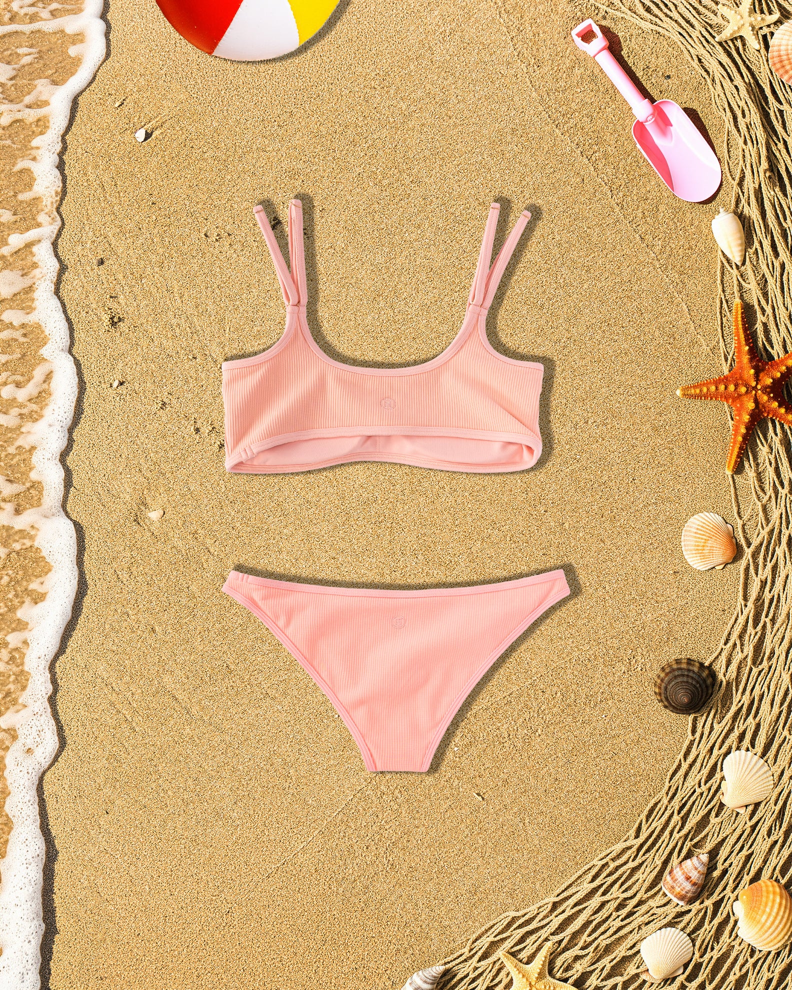 Youth Lola Ribbed Swim Set - Soft Coral - Image 5
