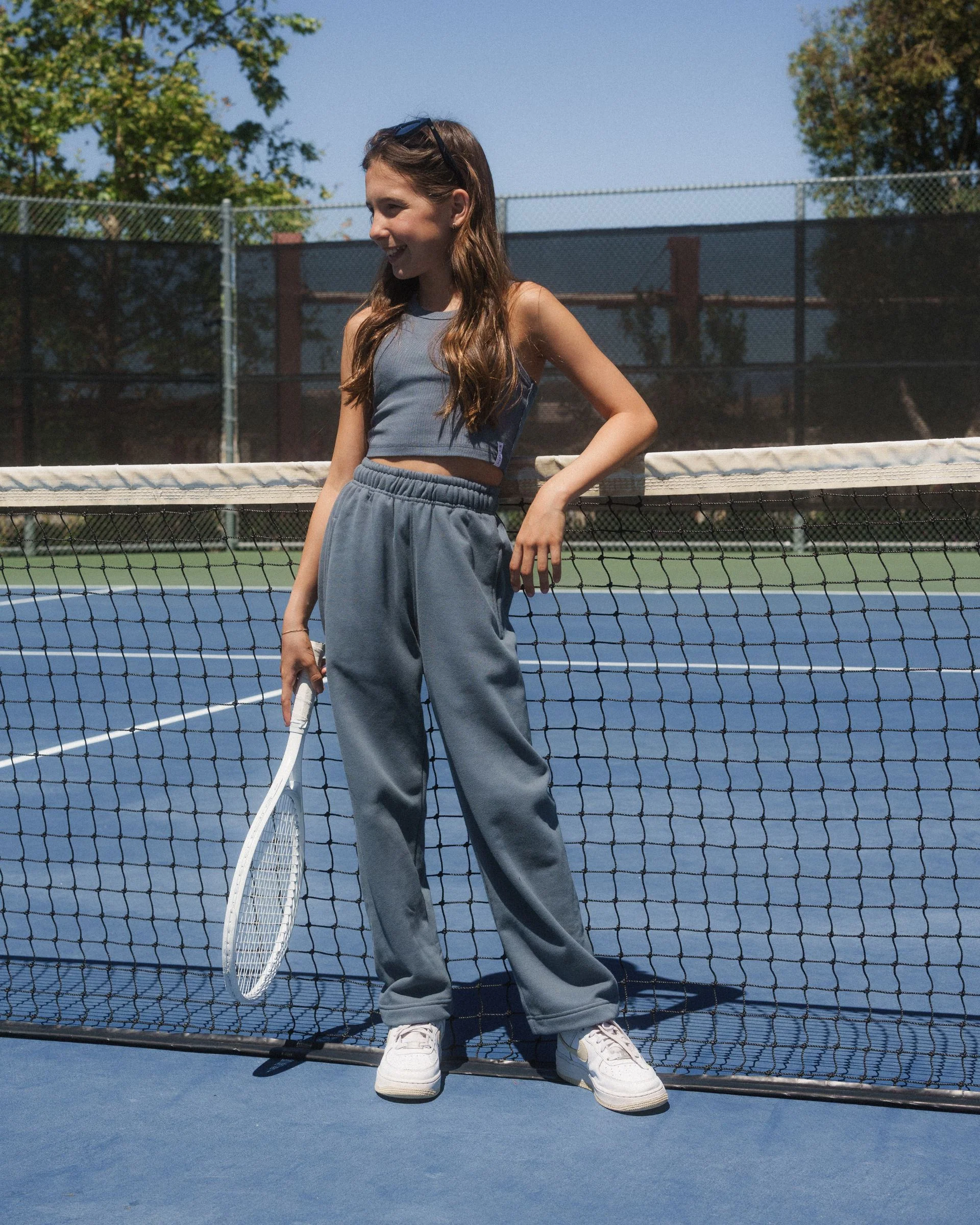 Youth's Sawyer Ribbed Racer Tank Top - Slate - Image 3